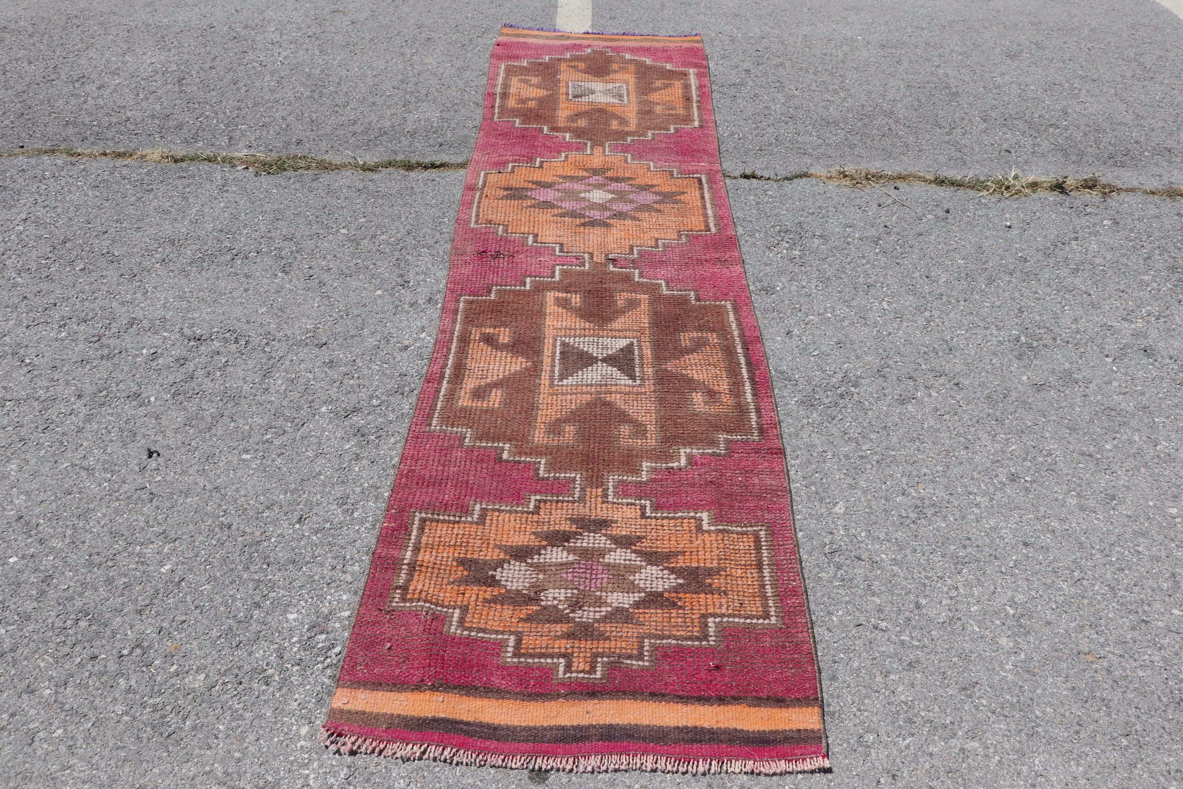 Koridor Halıları, 2,6x9,8 ft Koşucu Halısı, Oryantal Halı, Vintage Halı, Merdiven Halıları, Türk Halısı, Oushak Halısı, Koridor Halısı, Kahverengi Antika Halı