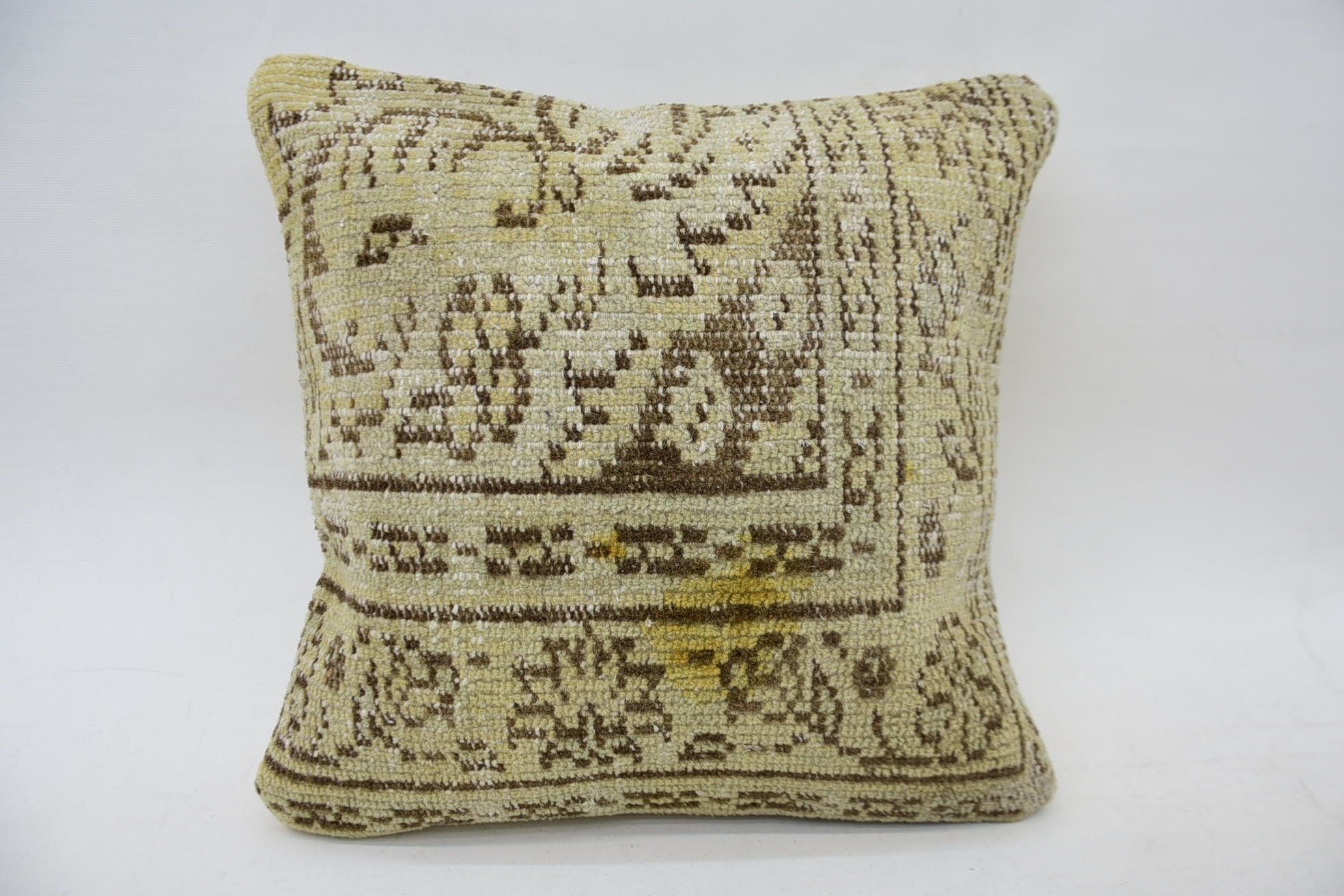 Authentic Pillow Cover, Handmade Kilim Cushion, 18"x18" Beige Pillow Cover, Vintage Kilim Pillow, Kilim Pillow Cover
