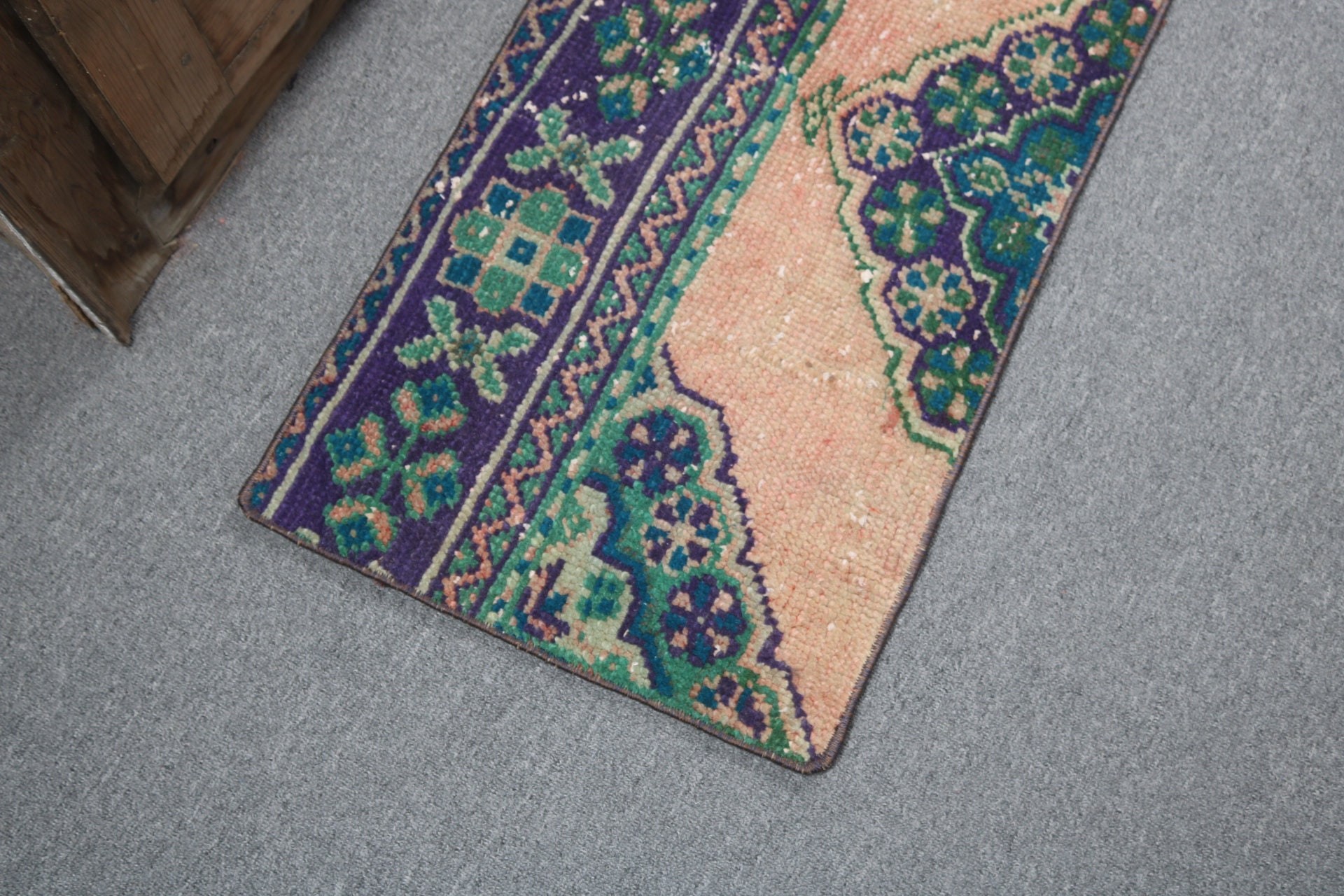 Giriş Halısı, 1,5x3 ft Küçük Halı, Yeşil Anadolu Halısı, Vintage Halılar, Küçük Alan Halısı, Boho Halısı, Türk Halısı, Anadolu Halıları, Araba Paspası Halıları