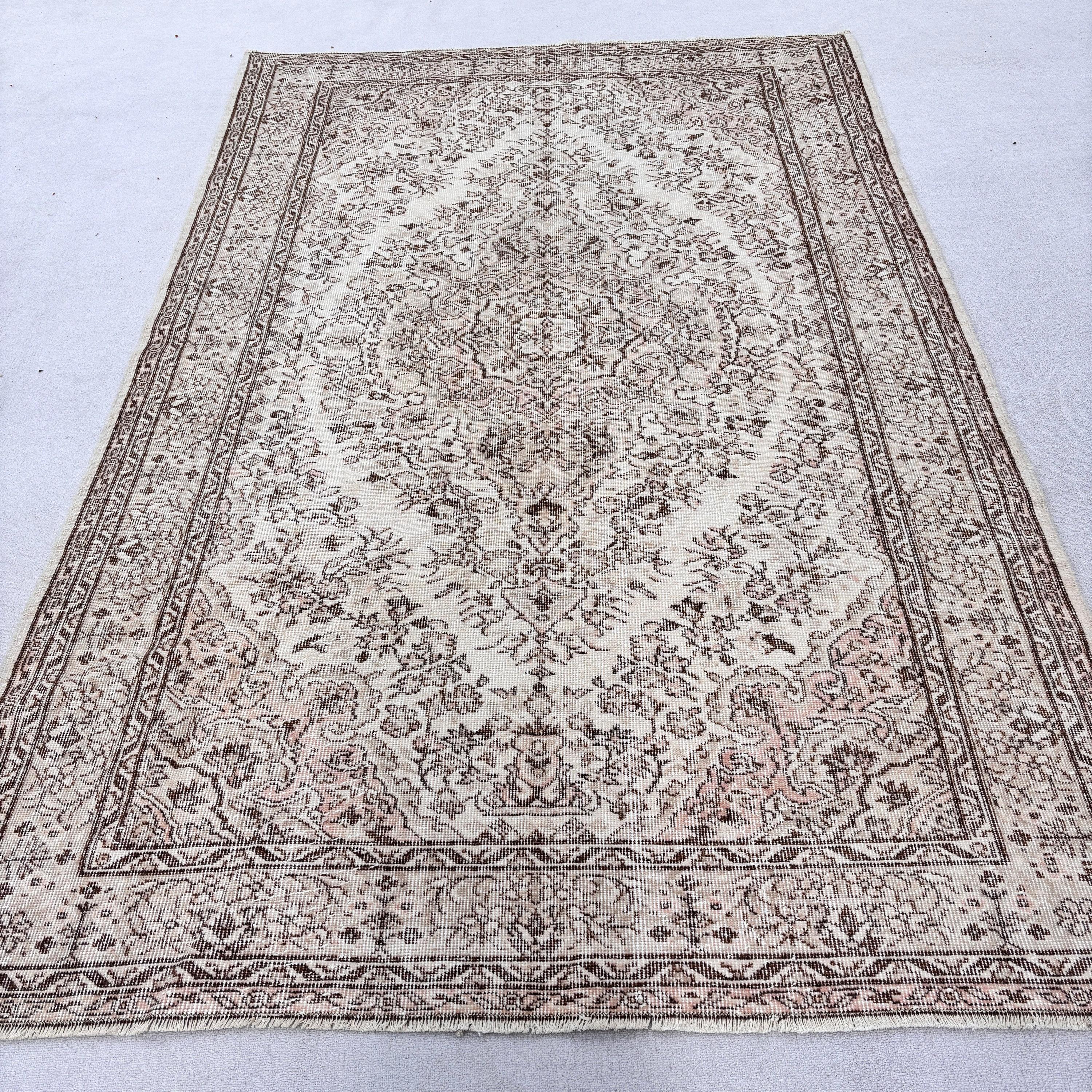 Havalı Halı, Büyük Boho Halı, 6x9,3 ft Büyük Halılar, Kahverengi Zemin Halısı, Türk Halısı, Yatak Odası Halıları, Vintage Halı, Organik Halı, Yemek Odası Halısı