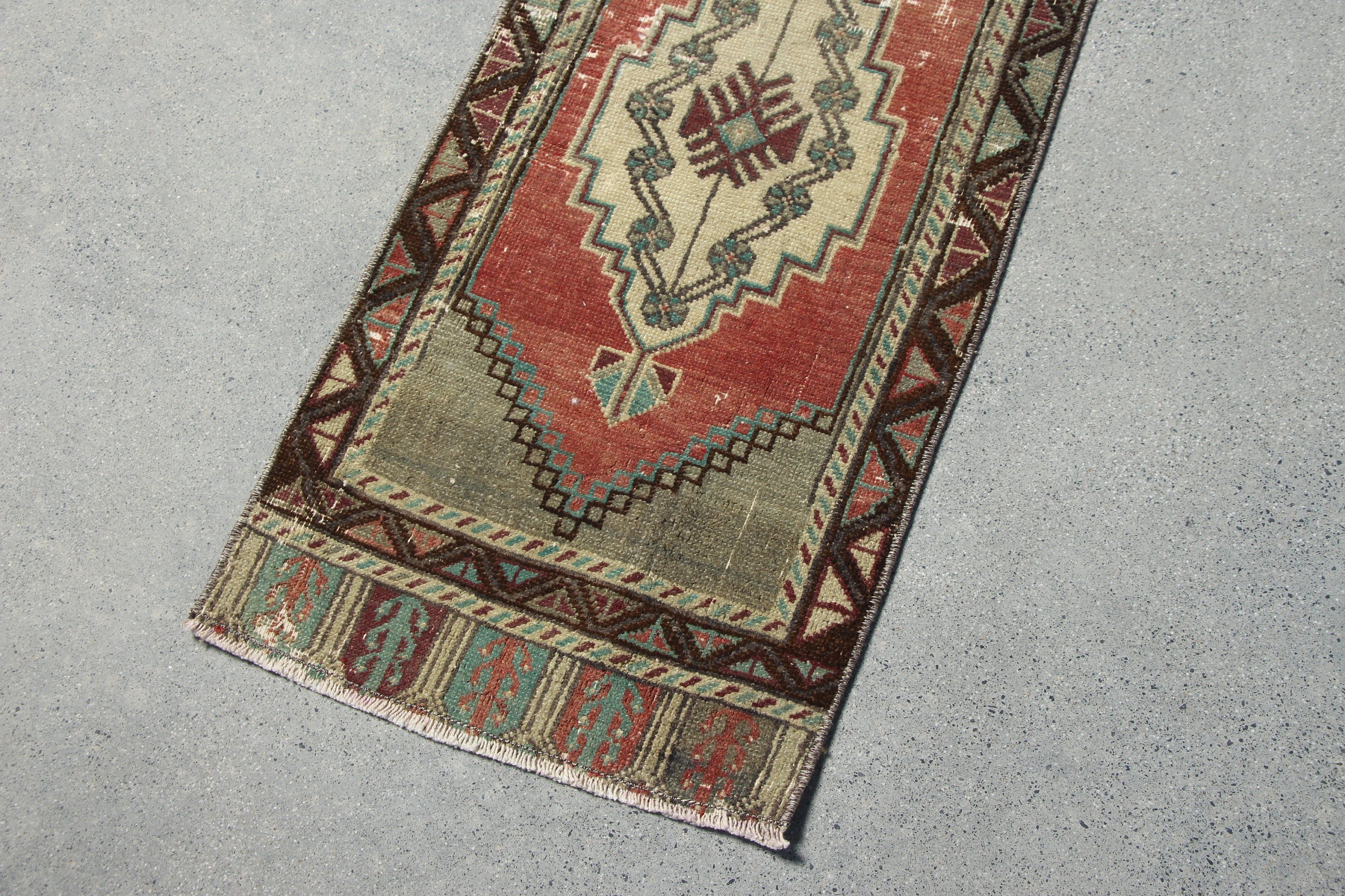 Anadolu Halısı, Parlak Halı, Mutfak Halısı, Duvara Asılı Halı, Vintage Halılar, 1.3x3.1 ft Küçük Halı, Türk Halısı, Banyo Halısı, Kırmızı Fas Halısı