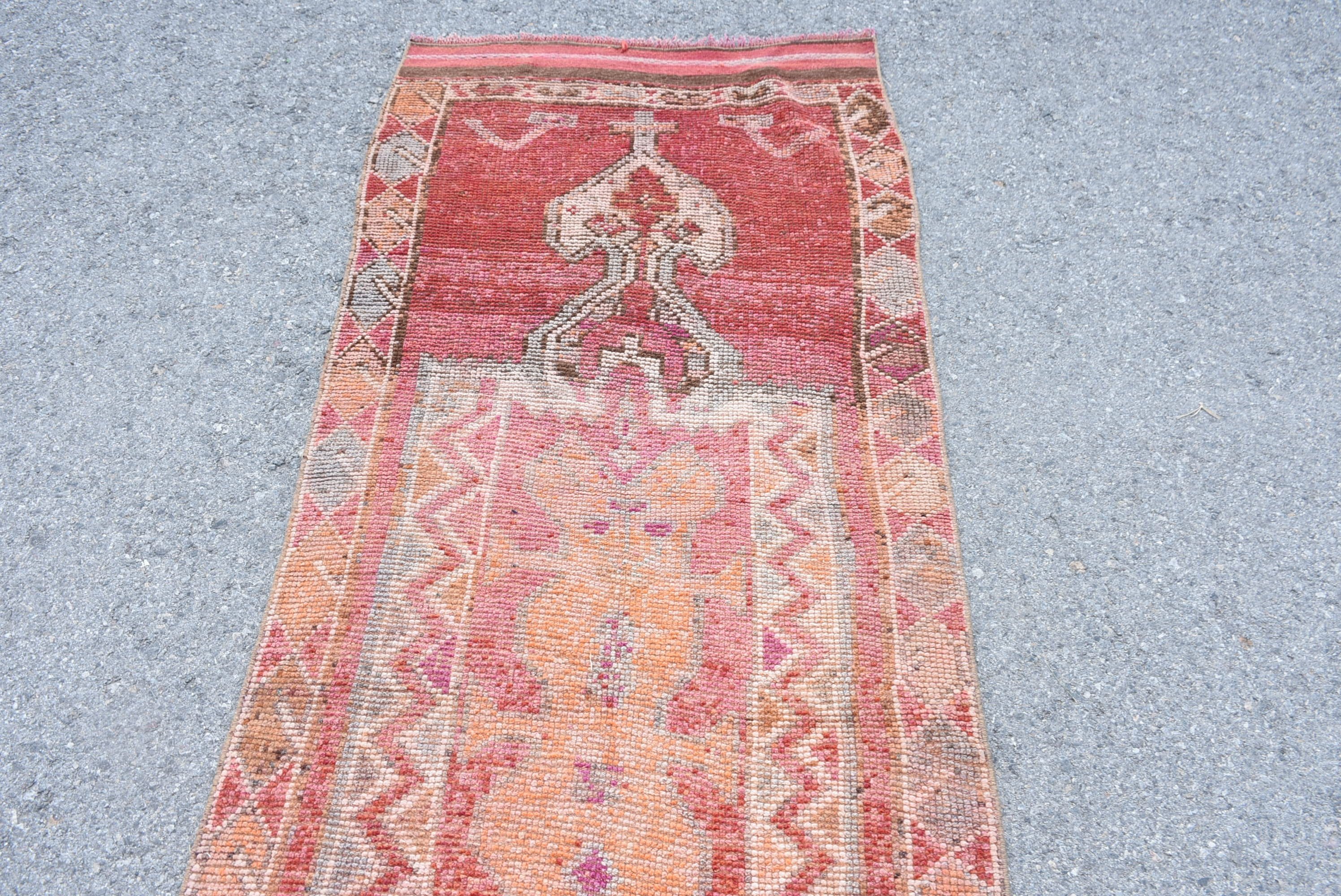 Red Kitchen Rug, Antique Rug, Turkish Rugs, Vintage Rug, Aztec Rug, Cool Rug, Art Rug, Corridor Rug, 2.8x10 ft Runner Rug, Rugs for Stair