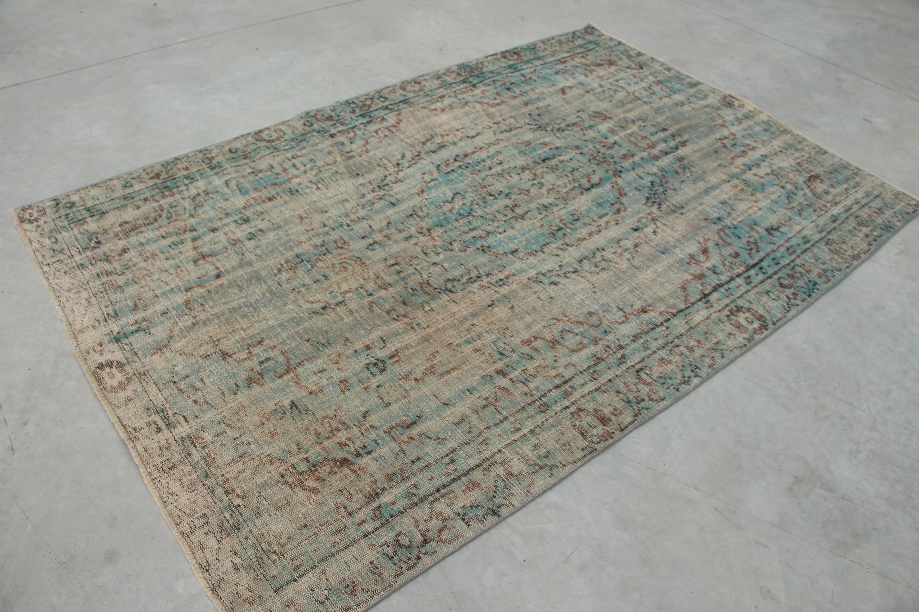 Vintage Rug, 5.2x7.8 ft Large Rug, Salon Rug, Green Home Decor Rug, Dining Room Rug, Moroccan Rugs, Turkish Rug, Kitchen Rugs, Retro Rug