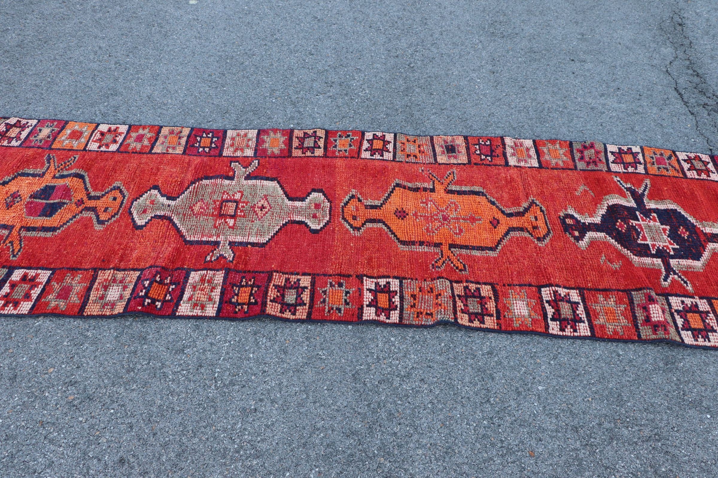 Turkish Rug, Kitchen Rug, Vintage Rug, Rugs for Hallway, Antique Rug, Red Anatolian Rugs, Hallway Rug, 2.8x10.5 ft Runner Rug, Bedroom Rug