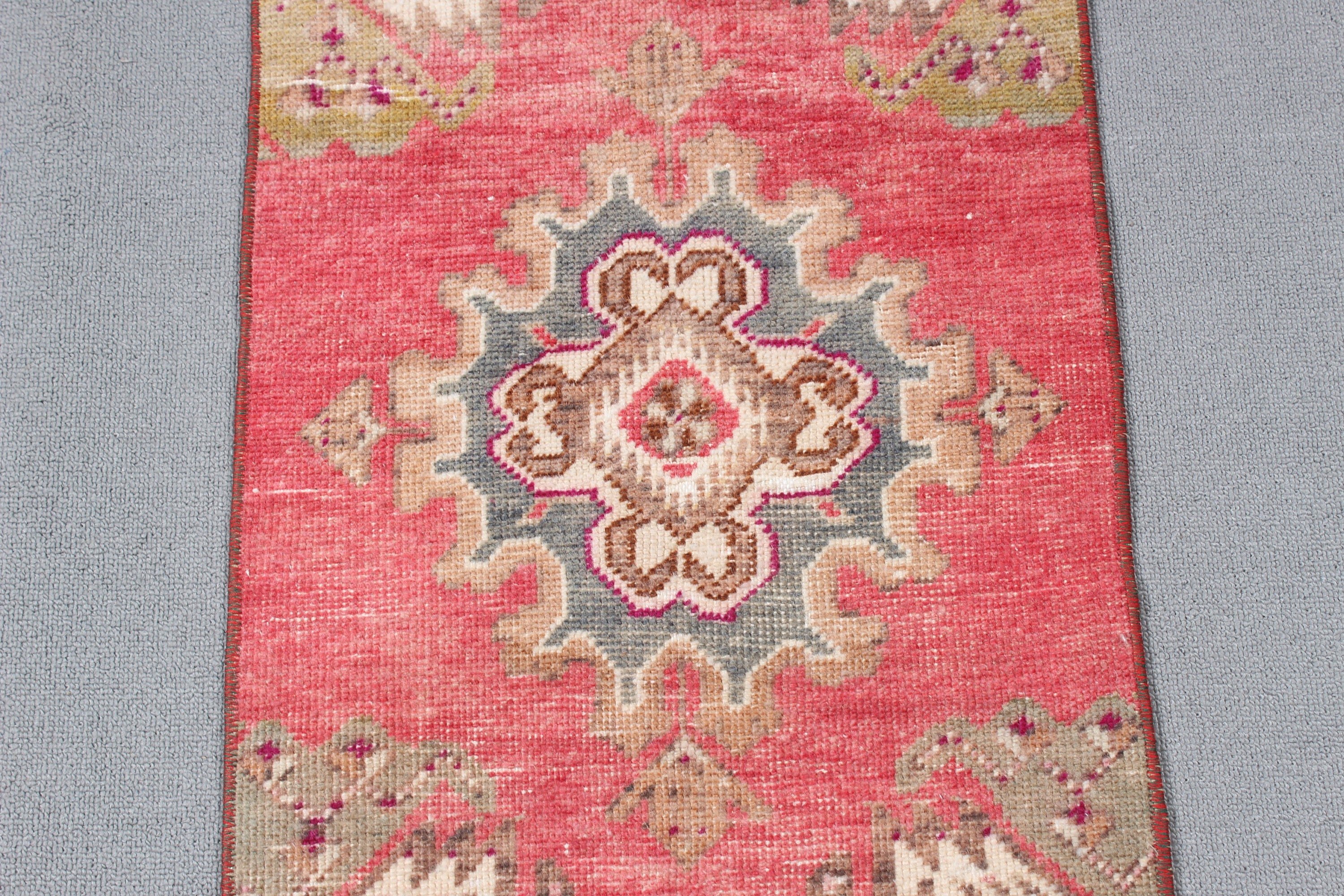 Vintage Rug, 1.4x3 ft Small Rug, Turkish Rug, Luxury Rugs, Rugs for Small Area, Anatolian Rugs, Red Kitchen Rugs, Bath Rug, Car Mat Rug