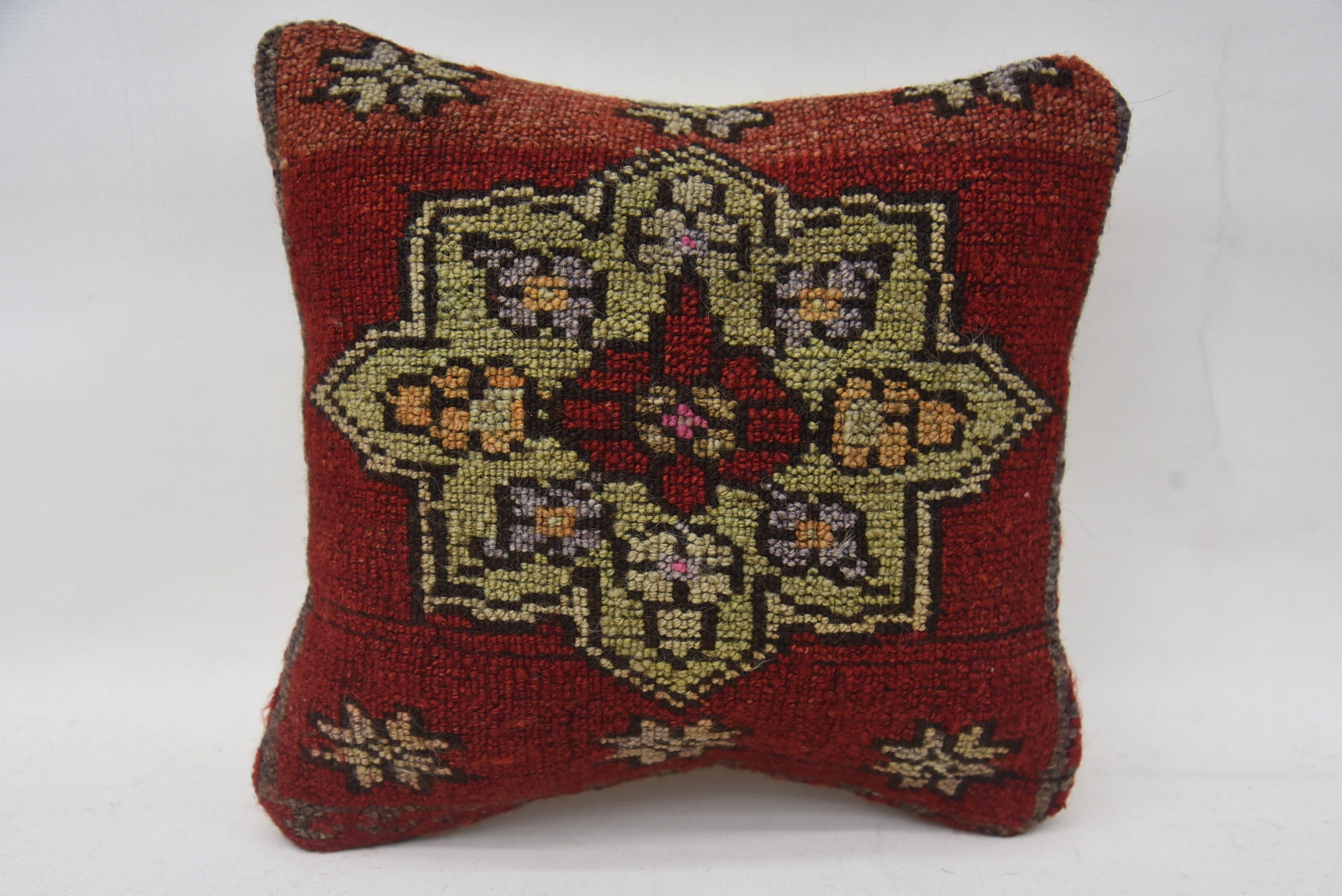 Handmade Kilim Cushion, Interior Designer Pillow, Vintage Kilim Pillow Pillow Cover, Kilim Pillow, 12"x12" Red Pillow Sham