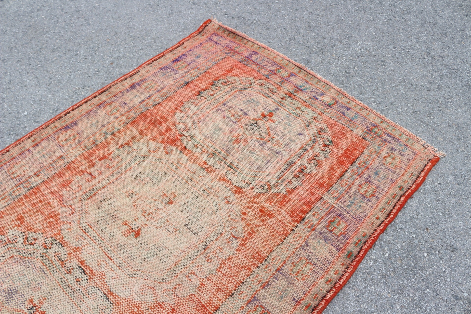 Bedroom Rug, Turkish Rugs, Living Room Rug, Vintage Rug, Kitchen Rug, Old Rugs, Orange  4.5x10.7 ft Large Rug