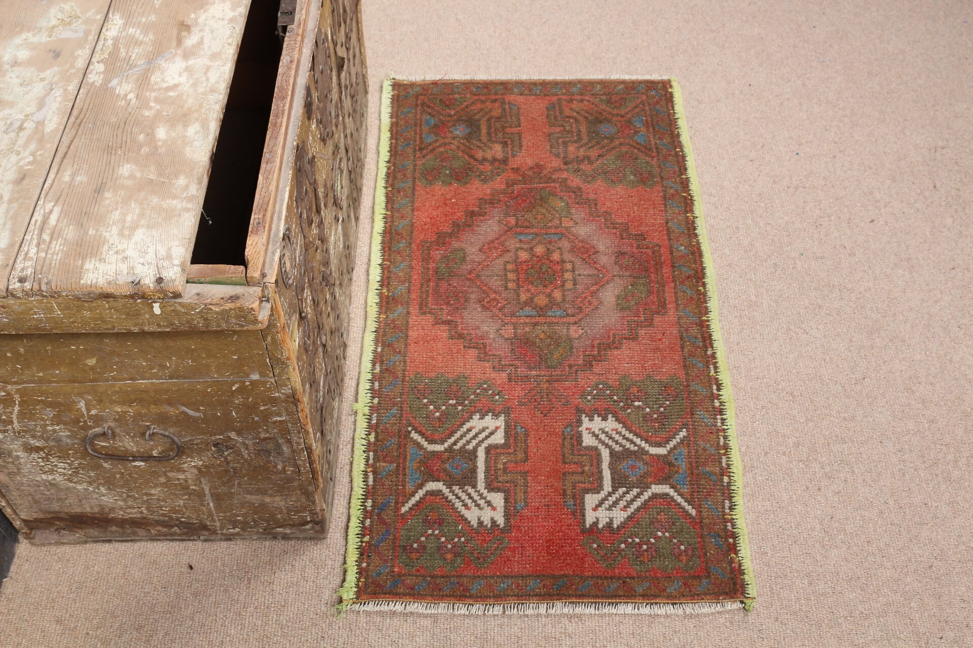 Moroccan Rug, Bathroom Rugs, Red Kitchen Rug, 1.6x3.1 ft Small Rug, Door Mat Rug, Vintage Rugs, Turkish Rug, Rugs for Bedroom, Floor Rug