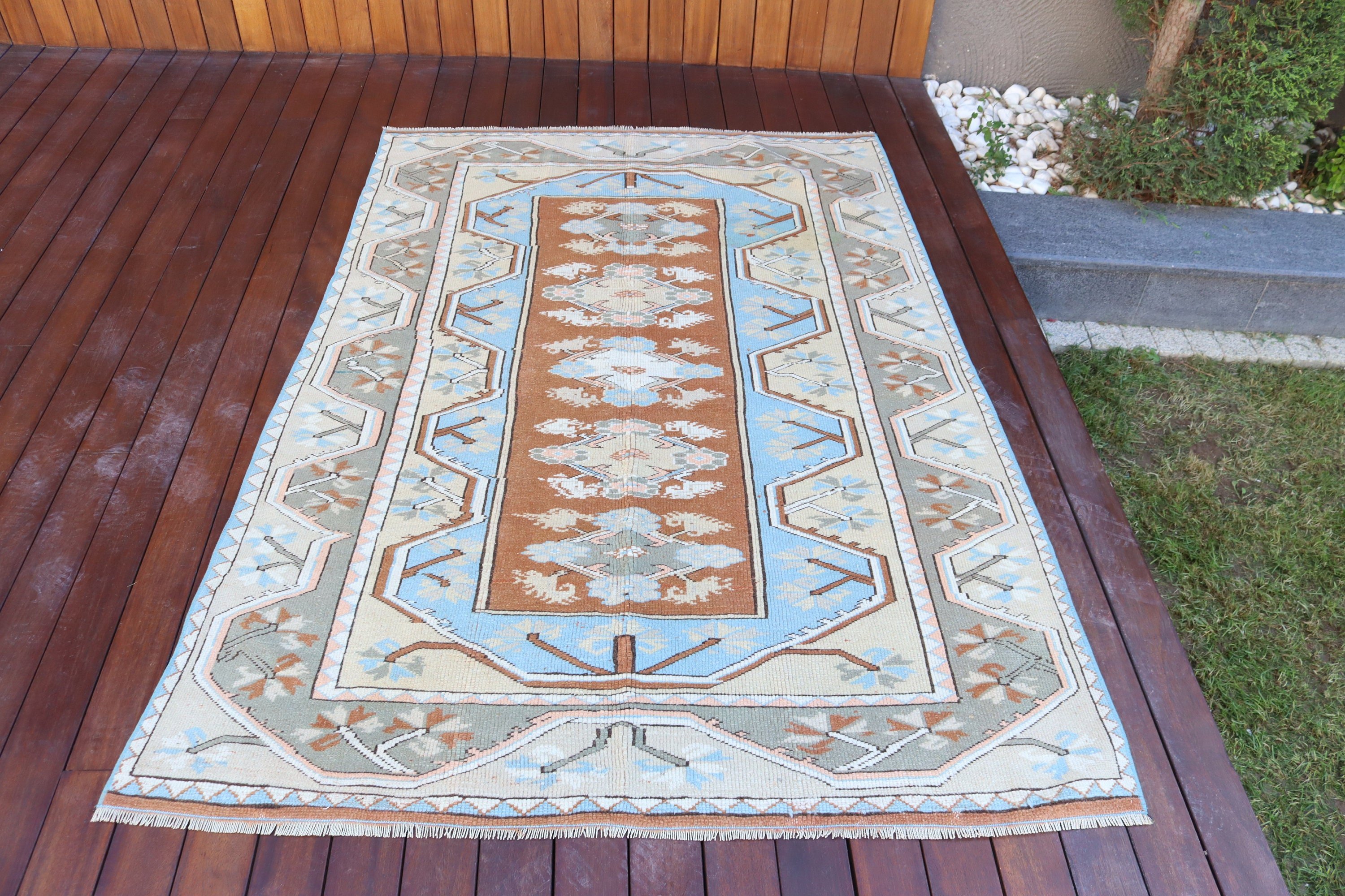 Geometric Rugs, Turkish Rugs, 4.4x6 ft Area Rugs, Vintage Rugs, Luxury Rugs, Floor Rugs, Kitchen Rugs, Moroccan Rug, Brown Moroccan Rug