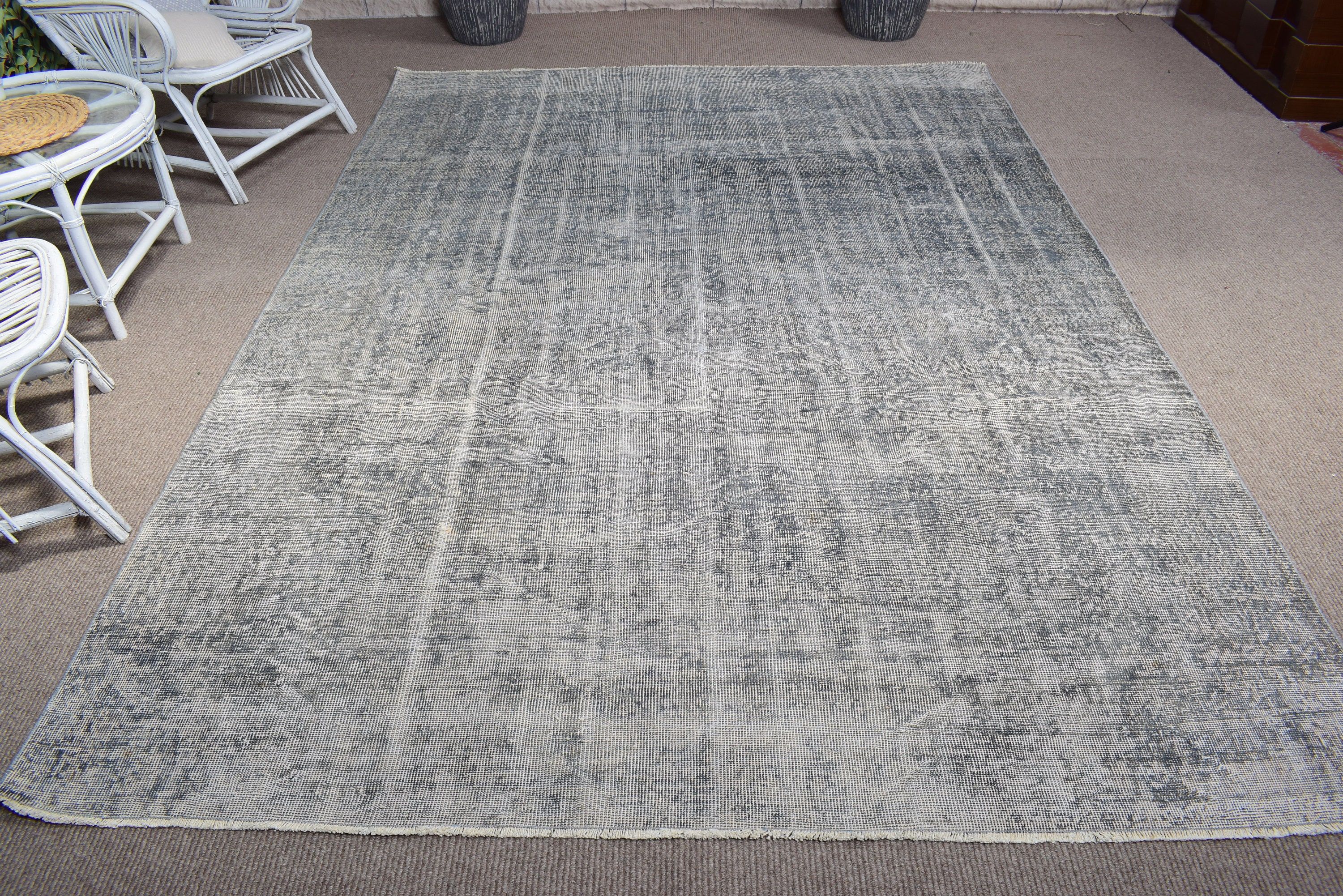 Oushak Rugs, Salon Rugs, Turkish Rugs, Large Boho Rug, Vintage Rugs, Floor Rugs, 6.8x9.8 ft Large Rugs, Gray Oushak Rugs, Oriental Rugs