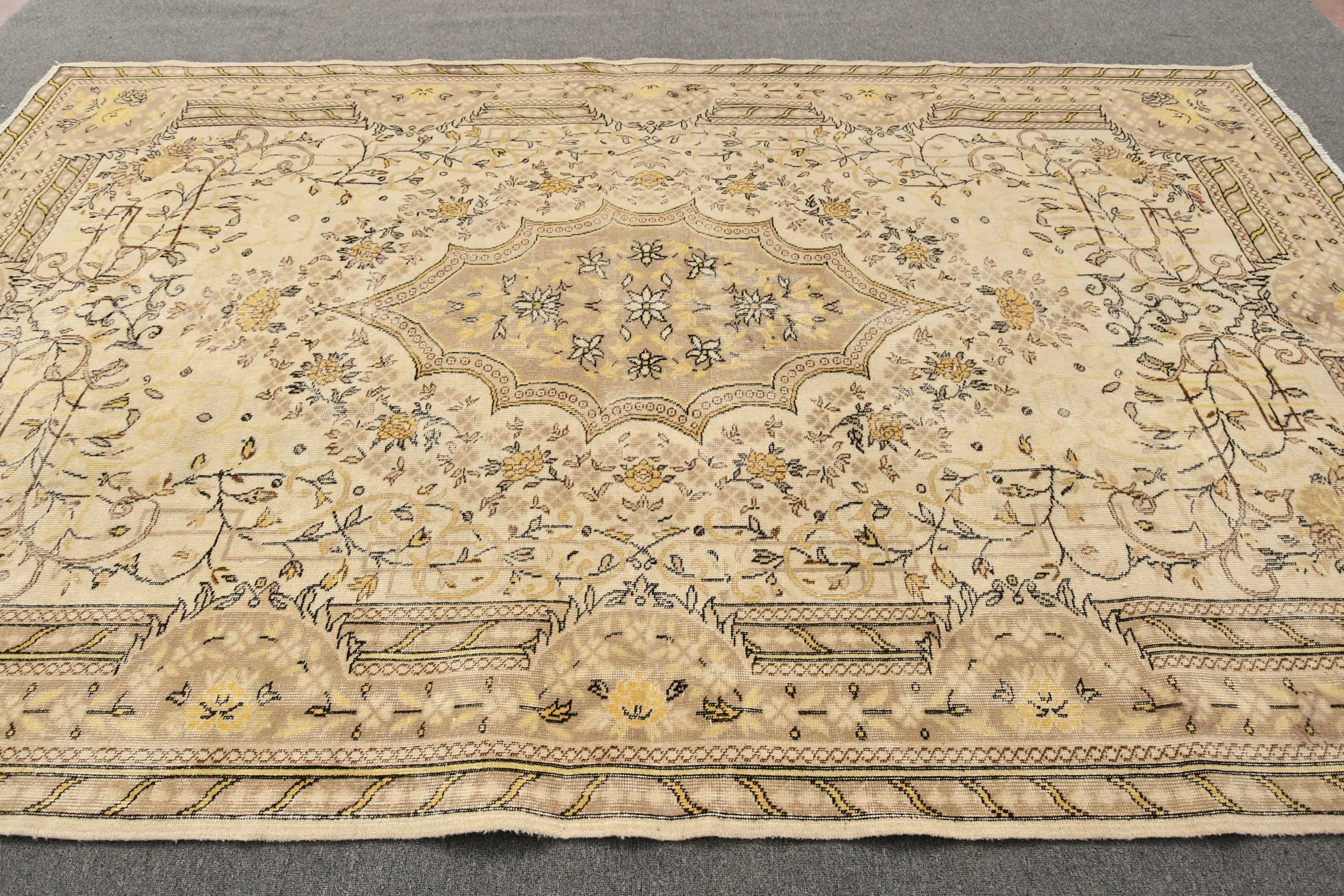 Cool Rug, Living Room Rug, Beige Kitchen Rug, Vintage Rugs, Rugs for Salon, 7.2x10.7 ft Oversize Rug, Oushak Rug, Salon Rugs, Turkish Rug