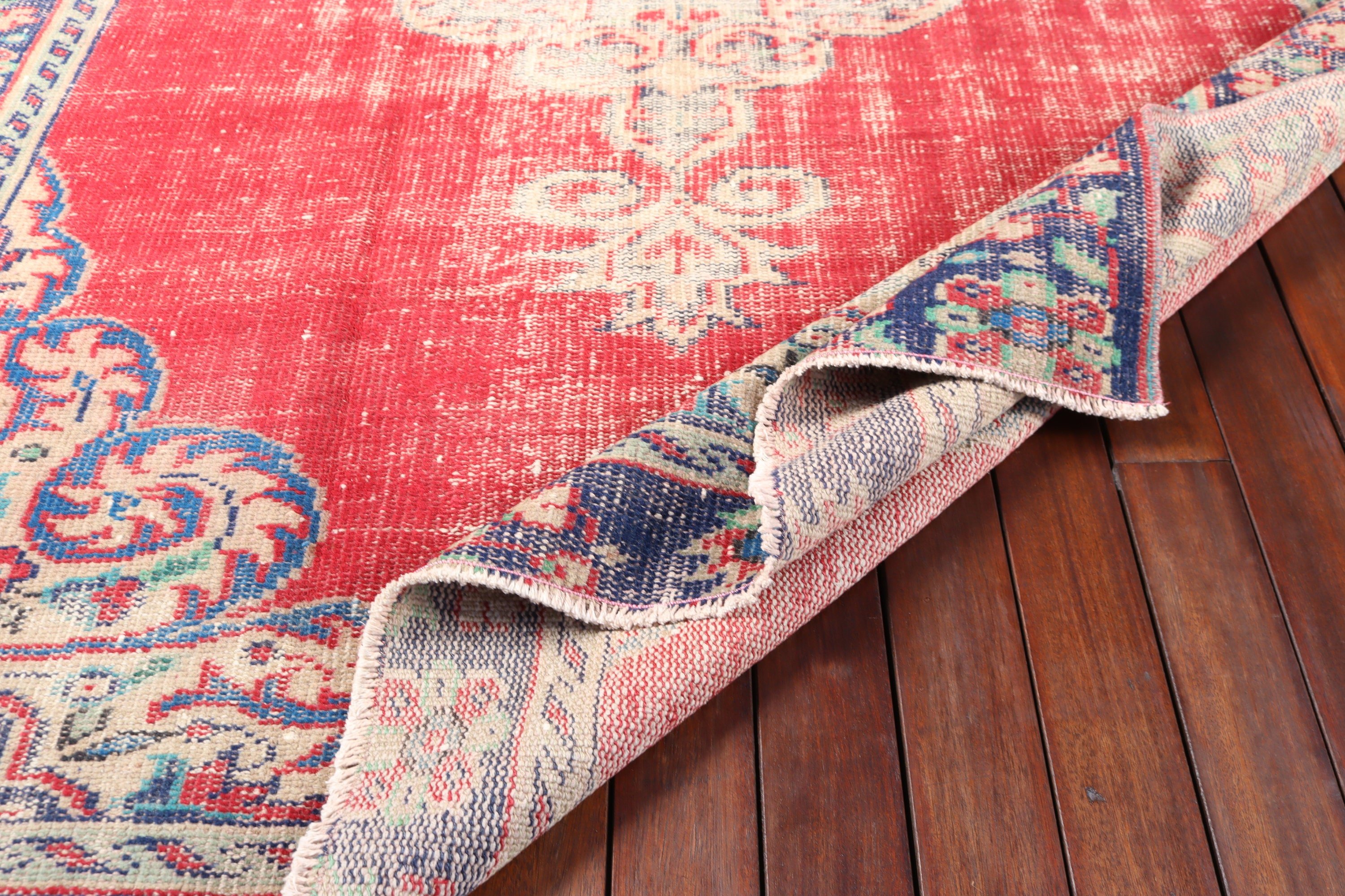 Rugs for Large Vintage, Red Floor Rug, Bedroom Rugs, Large Boho Rug, Vintage Rugs, Geometric Rugs, Turkish Rug, 5.8x8.7 ft Large Rugs