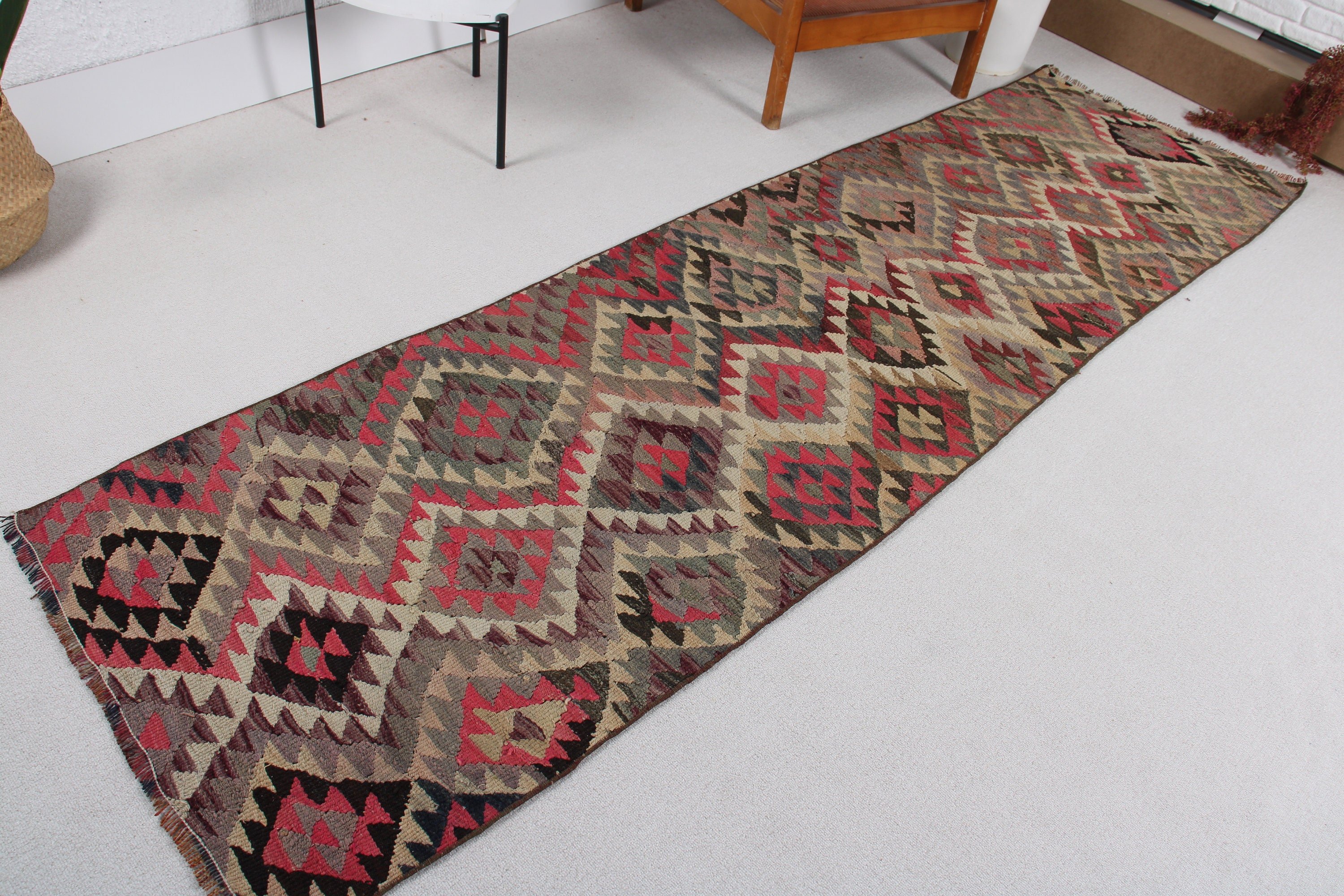 Oushak Halıları, Kilim, Merdiven Halıları, Boho Halıları, Yeşil Oryantal Halı, 2,7x9,5 ft Runner Halısı, Koridor Halıları, Vintage Halı, Türk Halıları