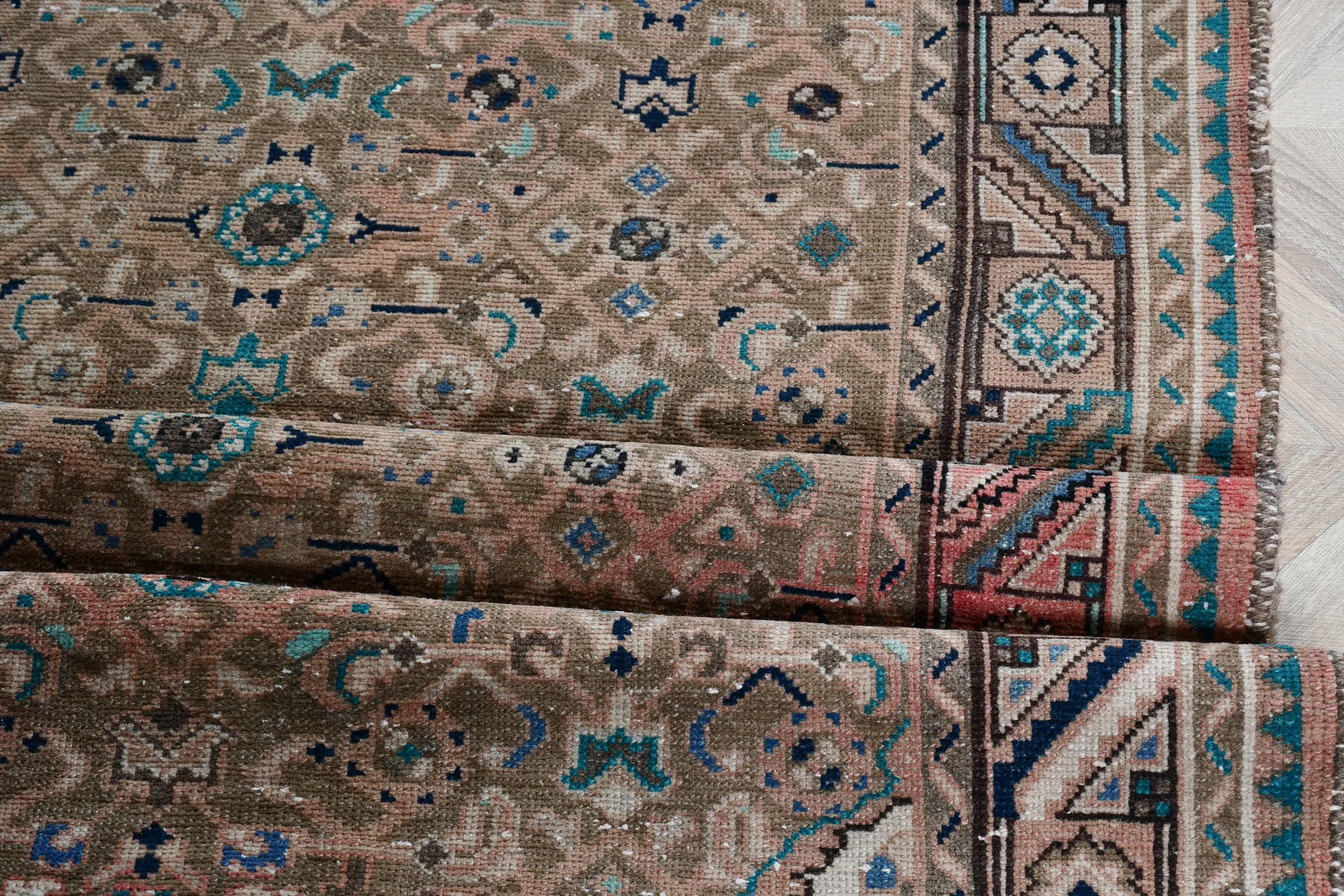 Brown Wool Rug, Kitchen Rug, 3.4x10.1 ft Runner Rugs, Turkish Rugs, Art Rug, Hallway Rugs, Oriental Rug, Vintage Rug, Home Decor Rug