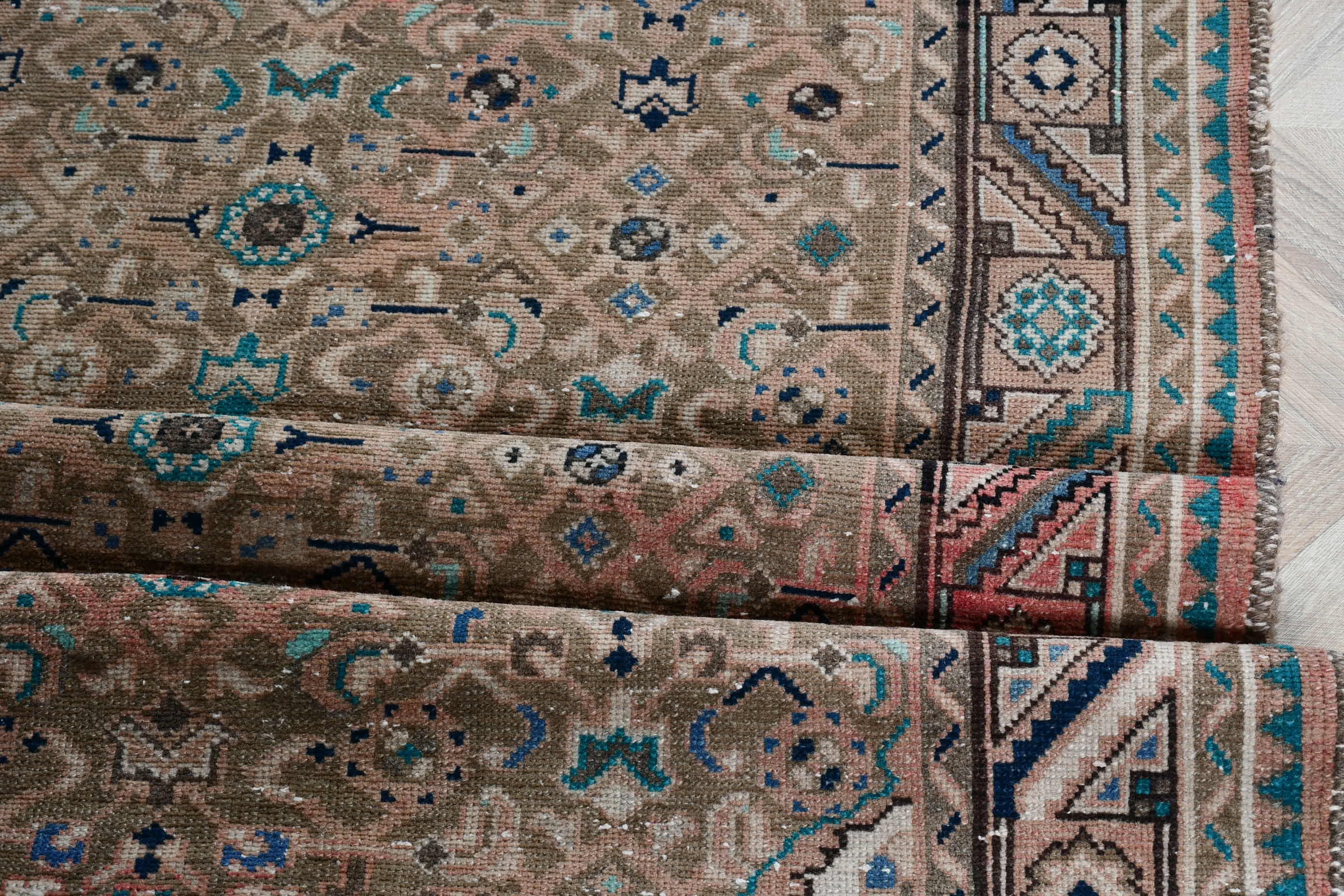 Kahverengi Yün Halı, Mutfak Halısı, 3.4x10.1 ft Yolluk Halıları, Türk Halıları, Sanat Halısı, Koridor Halıları, Oryantal Halı, Vintage Halı, Ev Dekorasyonu Halısı