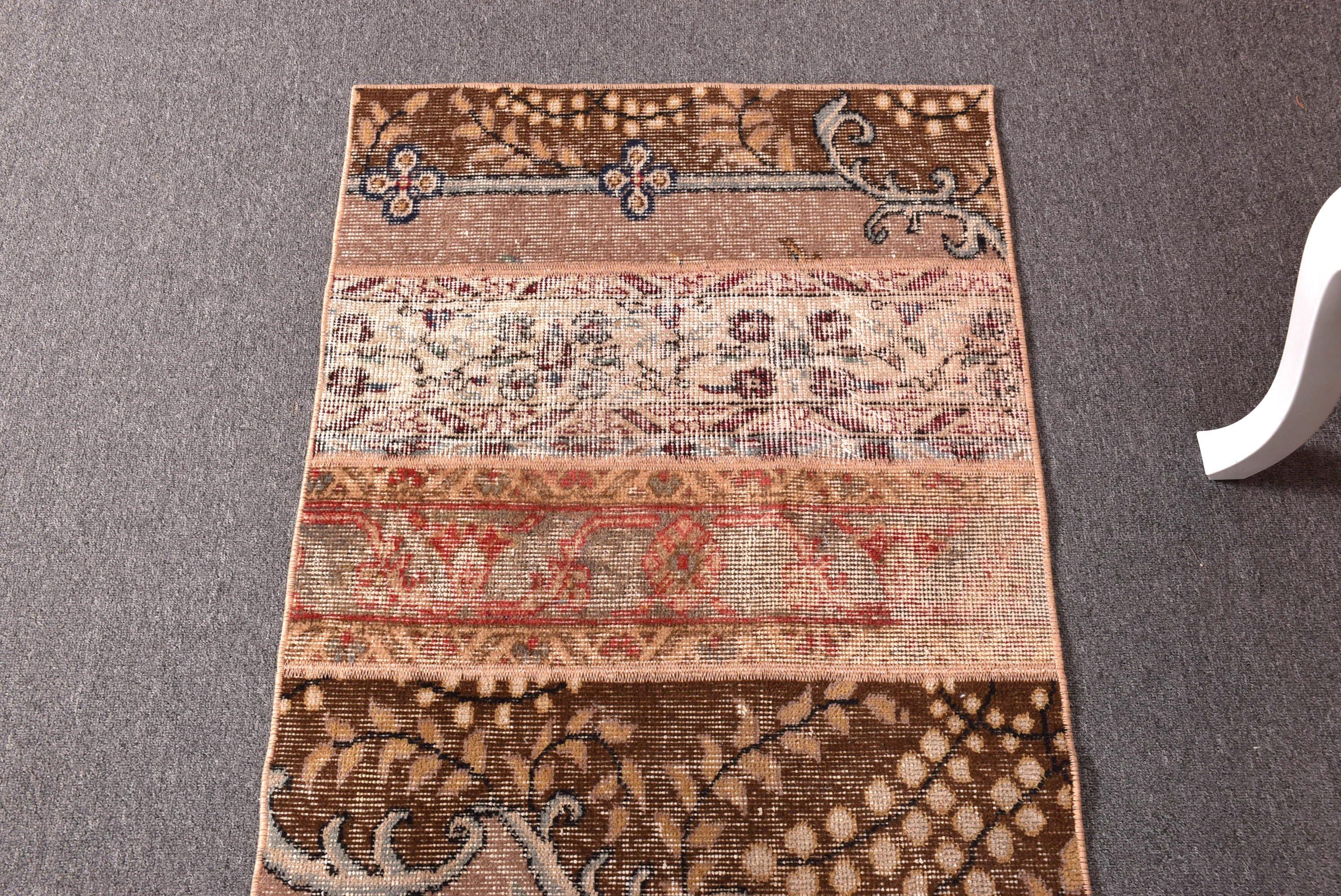 Beige Neutral Rugs, Car Mat Rugs, Traditional Rug, Antique Rugs, Vintage Rug, 2.2x5 ft Small Rugs, Bedroom Rugs, Turkish Rugs