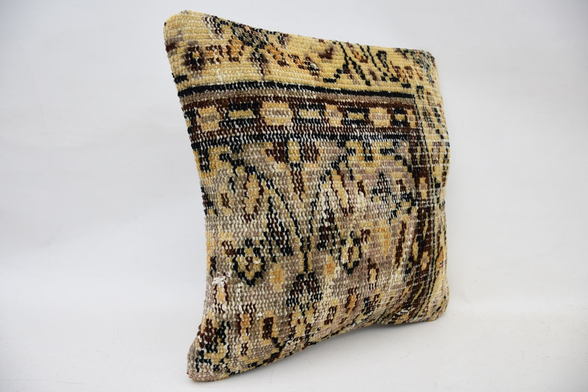 14"x14" Beige Cushion, Handmade Throw Pillow Cover, Gift Pillow, Vintage Throw Cushion, Throw Kilim Pillow, Pillow for Sofa