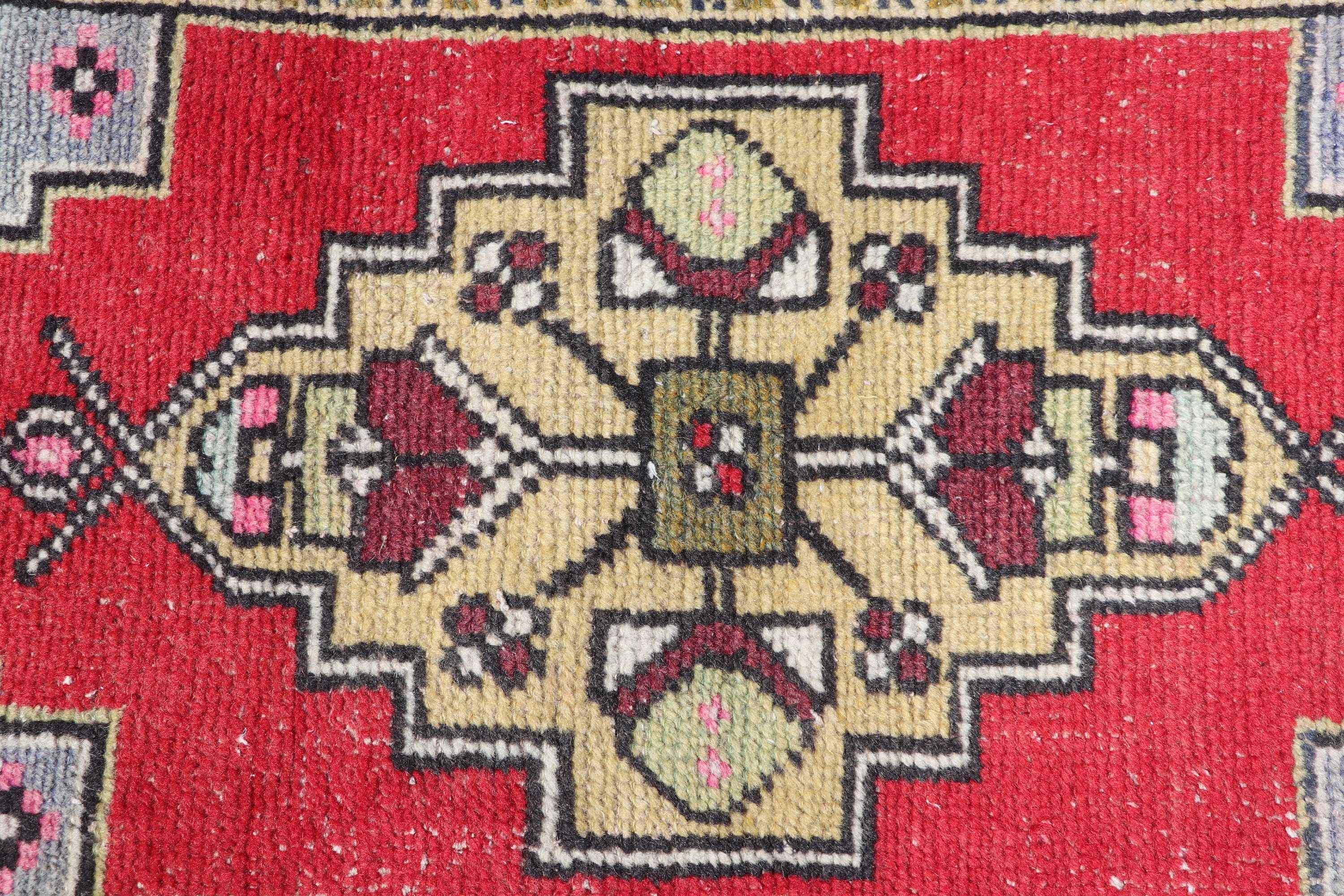 Moroccan Rug, Wall Hanging Rug, Red Cool Rugs, Modern Rugs, Vintage Rug, Small Vintage Rug, 1.5x3.1 ft Small Rugs, Turkish Rugs, Tribal Rug