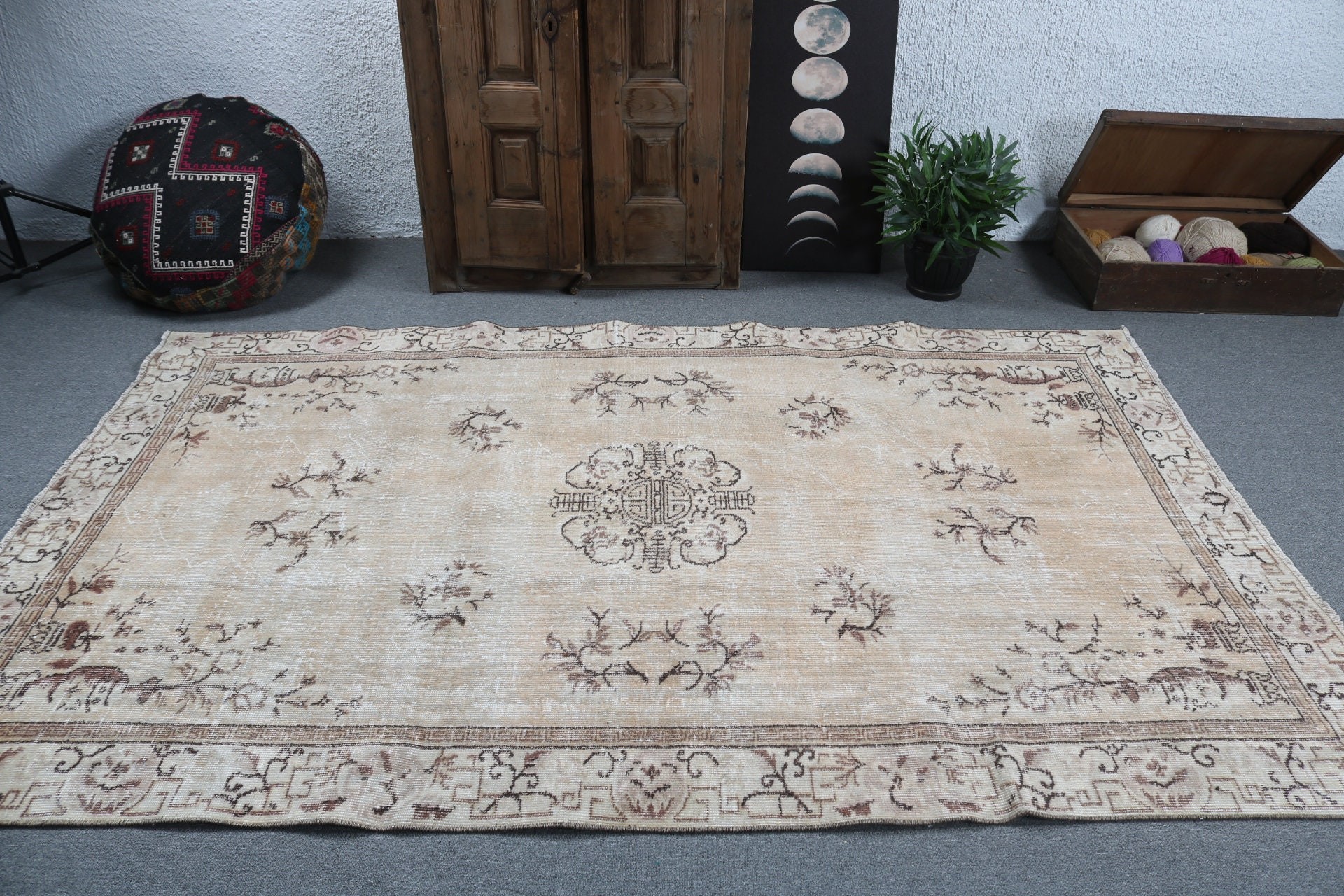 Turuncu Düz Dokuma Halı, Türk Halıları, Yatak Odası Halısı, Aztek Halıları, Oushak Halıları, Vintage Halılar, 5,1x8,3 ft Büyük Halılar, Büyük Boho Halısı, Lüks Halı