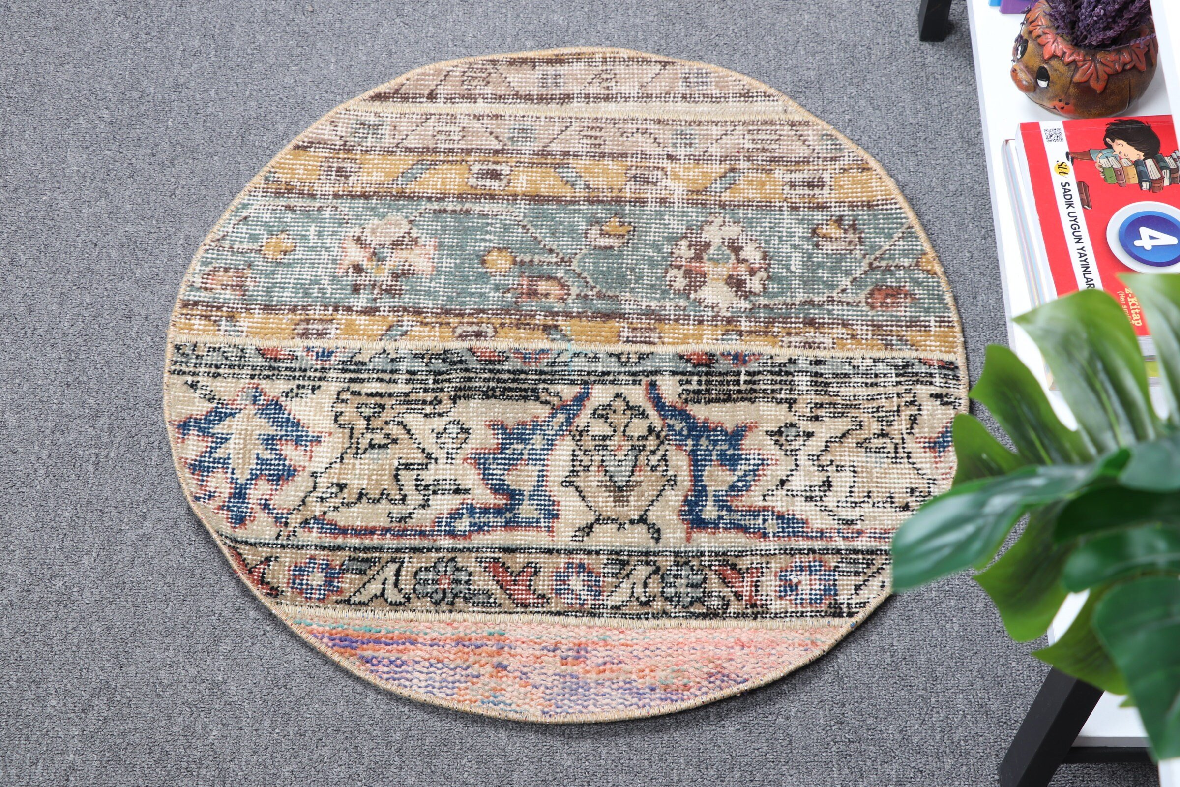 Old Rug, Car Mat Rug, 2x2 ft Small Rugs, Vintage Rug, Rugs for Kitchen, Turkish Rug, Cool Rugs, Green Kitchen Rug, Entry Rugs