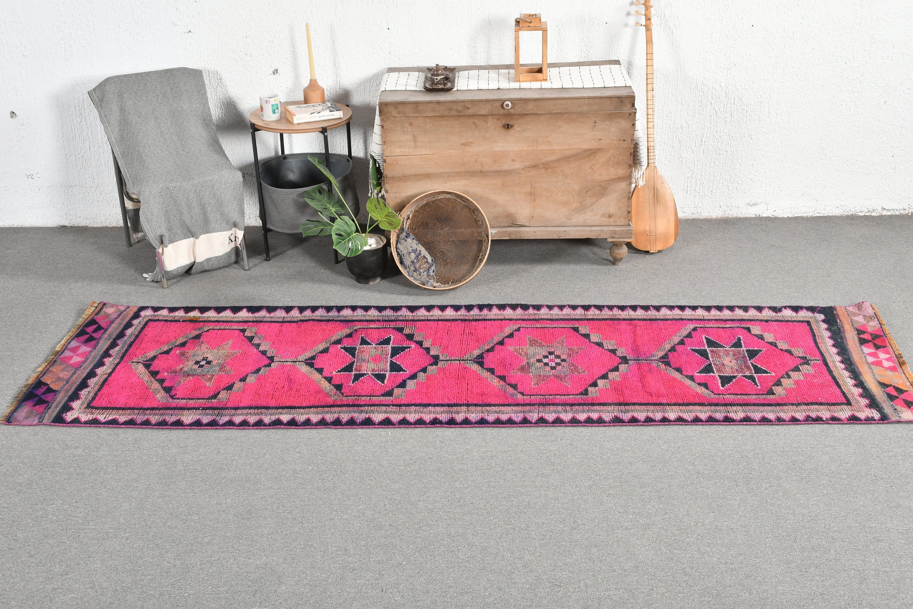 Mutfak Halıları, Vintage Halılar, Pembe Ev Dekor Halısı, Runner Halıları, Eski Halı, 2.9x9.8 ft Runner Halısı, Türk Halısı, Antika Halı, Ev Dekor Halısı