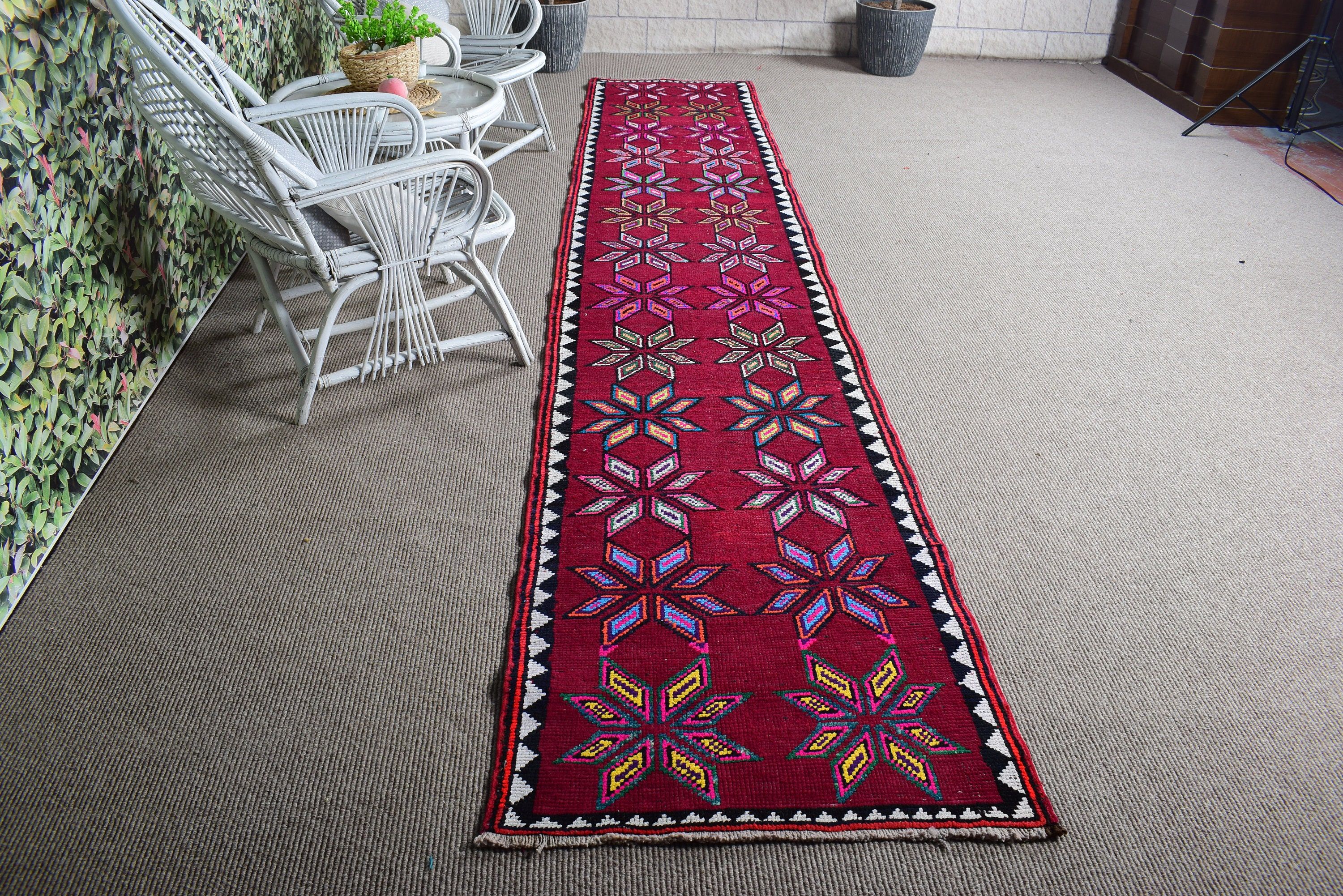 Türk Halısı, Boho Halıları, Vintage Halı, Kırmızı Soğuk Halı, Merdiven Halısı, Beni Ourain Yolluk Halıları, Estetik Halılar, Oryantal Halılar, 2.6x14 ft Koşucu Halısı