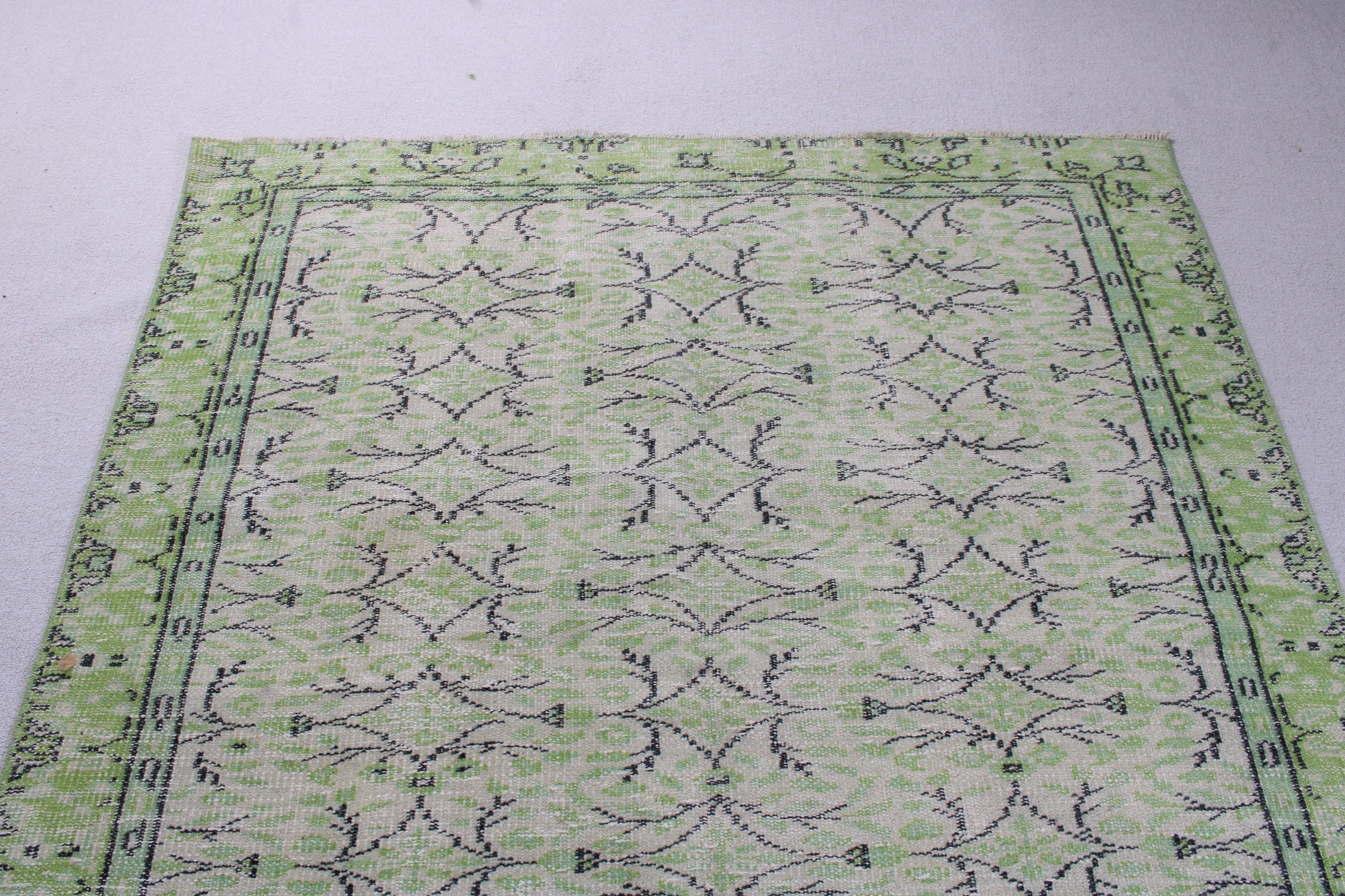 Ethnic Rugs, Large Boho Rugs, Vintage Rug, Flatweave Rug, Turkish Rug, Floor Rugs, 4.8x8.4 ft Large Rug, Salon Rugs, Green Oriental Rugs