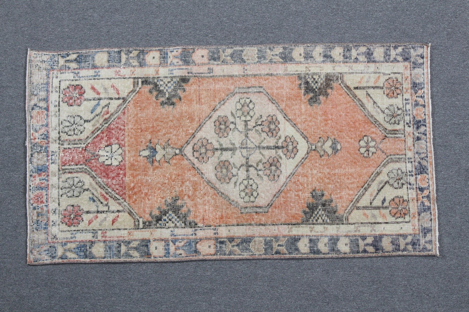 Nursery Rug, Turkish Rug, 2.4x4.5 ft Small Rugs, Orange Floor Rugs, Rugs for Door Mat, Oriental Rug, Bath Rug, Vintage Rug, Floor Rug