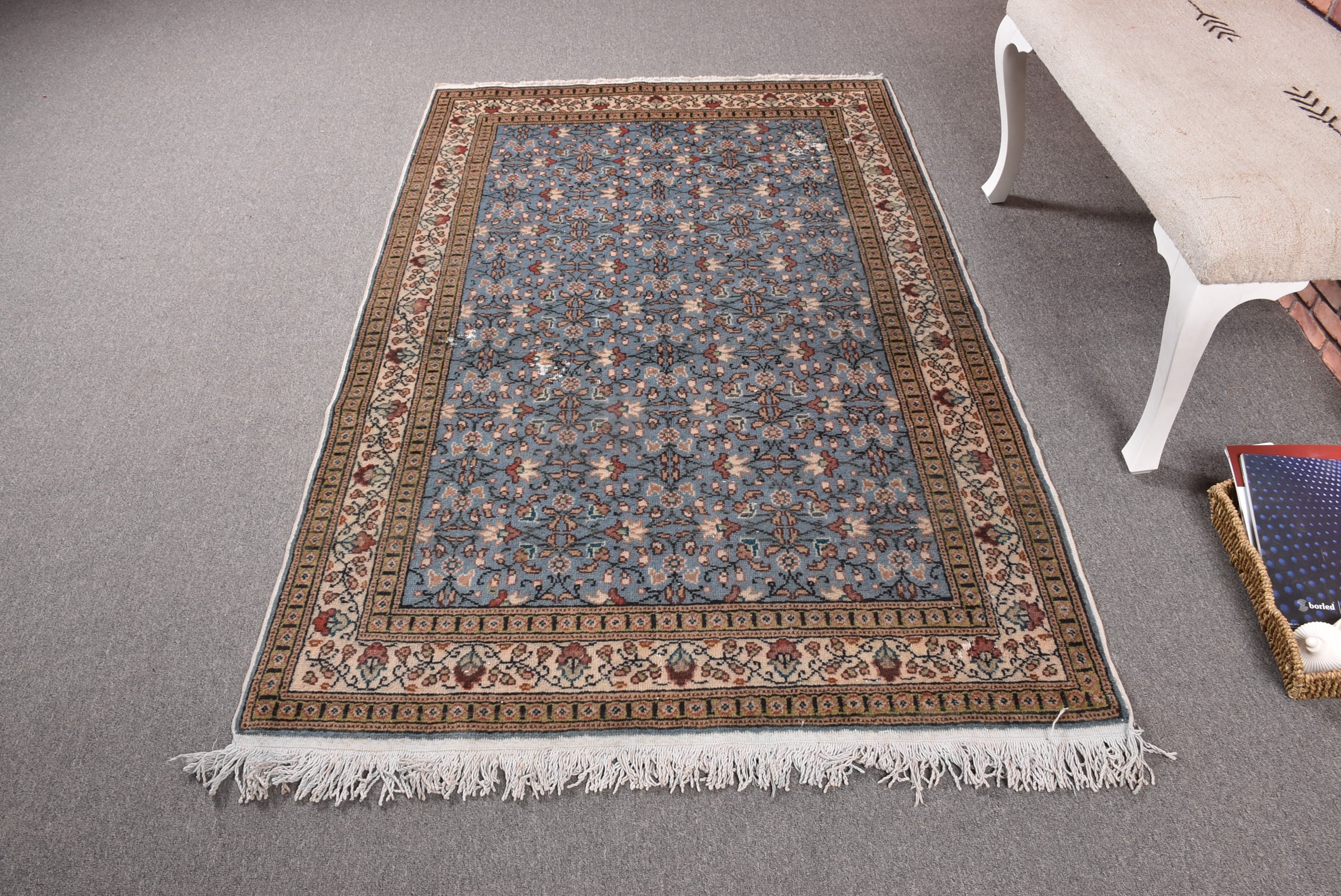 Turkish Rugs, Boho Accent Rugs, Wool Rugs, Bedroom Rugs, 3.9x6.1 ft Accent Rugs, Tribal Rugs, Vintage Rugs, Blue Floor Rugs, Home Decor Rug