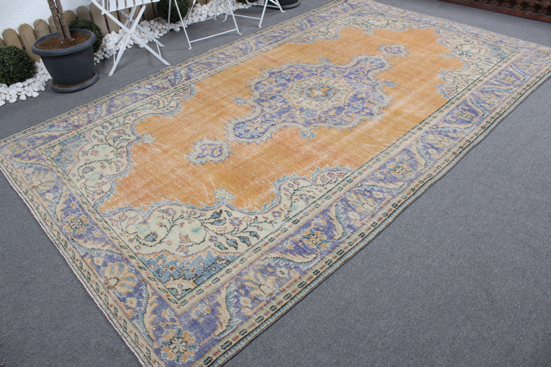 Living Room Rug, Turkish Rug, Yellow Kitchen Rug, Vintage Rug, 6.4x11.2 ft Oversize Rug, Floor Rug, Saloon Rug, Dorm Rug