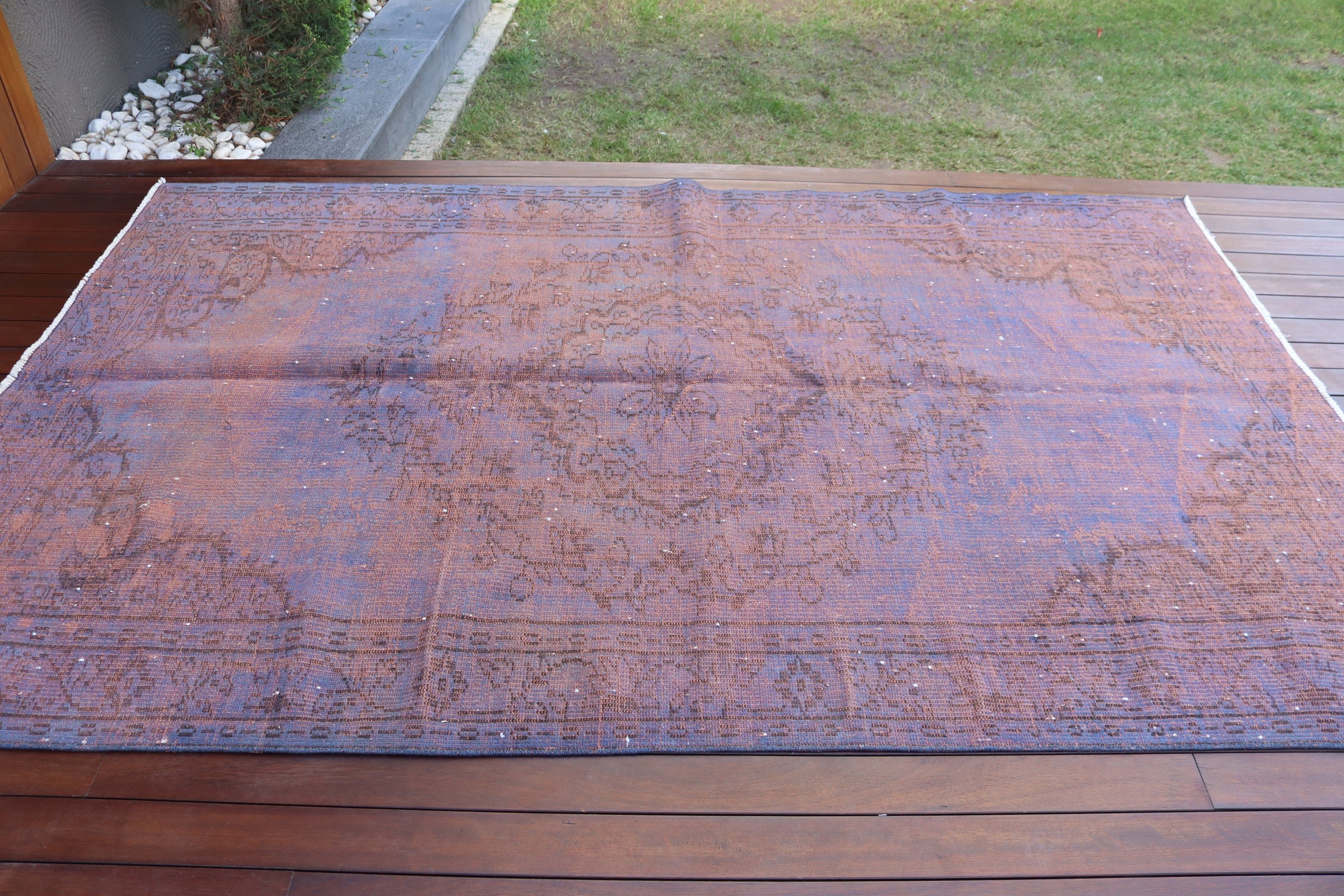 Büyük Oushak Halı, 5,3x8,6 ft Büyük Halılar, Nötr Halı, Büyük Boho Halıları, Mor El Dokuma Halılar, Yer Halısı, Türk Halıları, Vintage Halılar