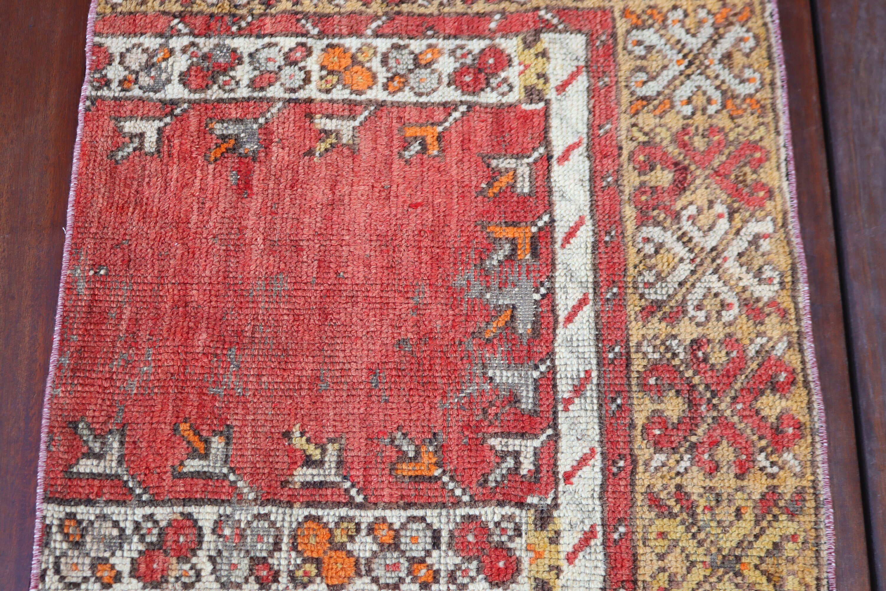 Türk Halıları, Küçük Vintage Halı, Boho Halıları, Oushak Halıları, Vintage Halıları, Araba Paspas Halısı, Düz Dokuma Halı, Kırmızı 1.7x2.6 ft Küçük Halı