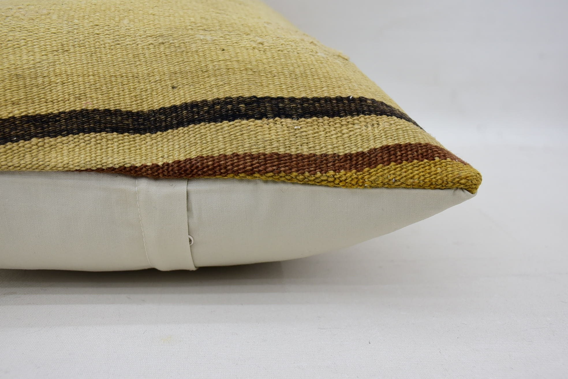 Turkish Kilim Pillow, Vintage Cushion Cover, Ethnical Kilim Rug Pillow, Boho Pillow, 16"x24" Beige Pillow Cover, Meditation Pillow Case