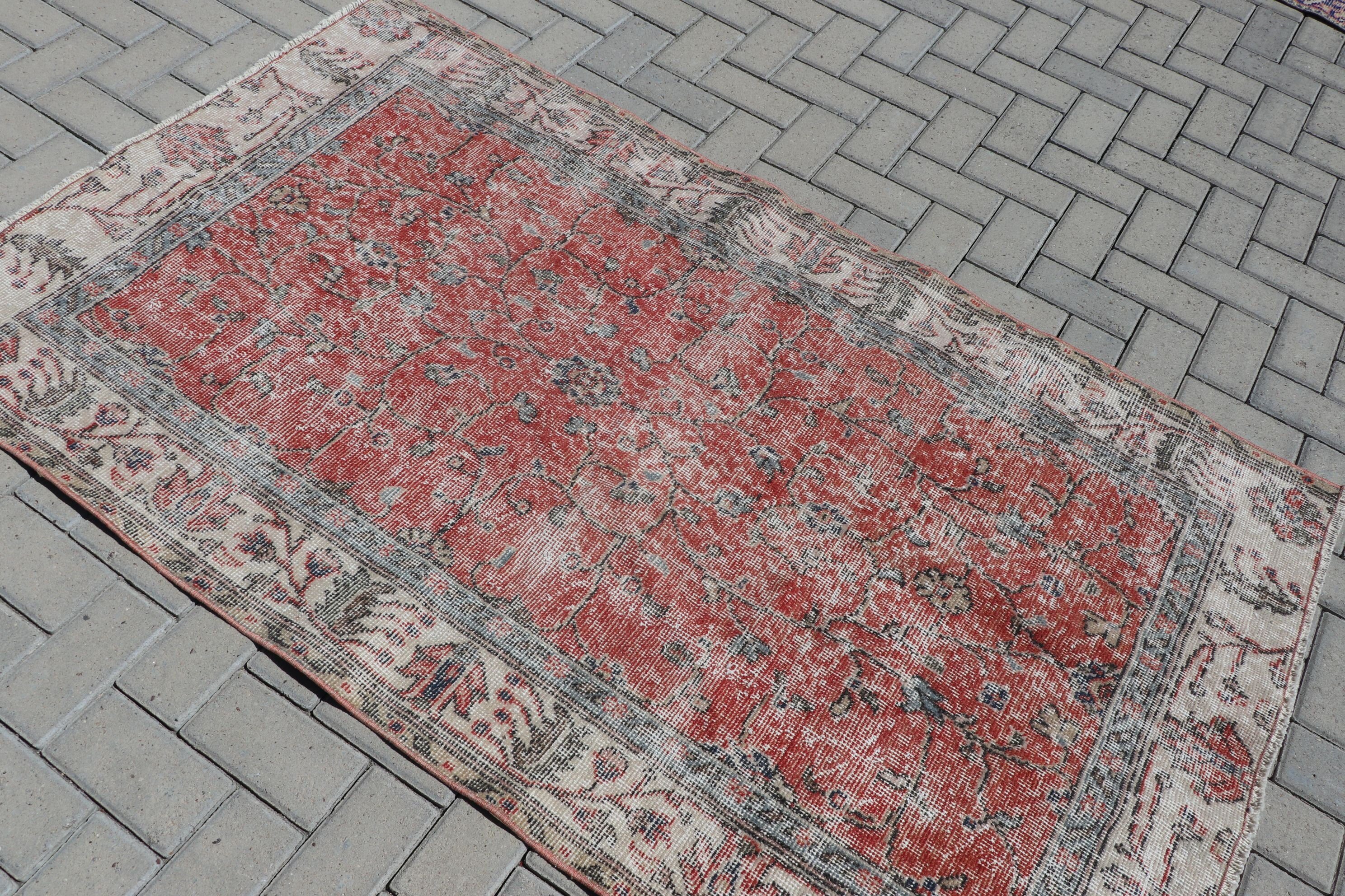 Vintage Rug, Nursery Rugs, Rugs for Entry, Turkish Rug, Kitchen Rug, Red Floor Rug, 3.7x6.2 ft Accent Rug, Vintage Decor Rug