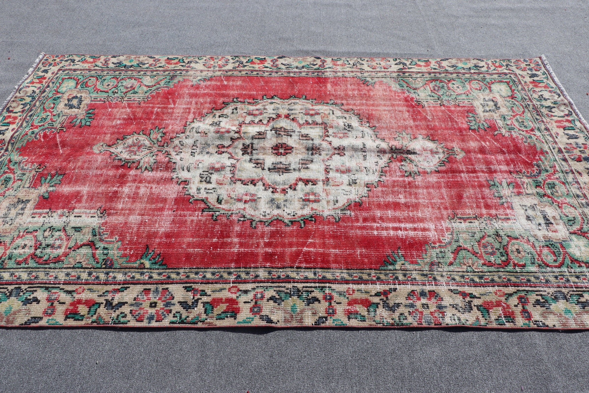 Turkish Rug, Art Rug, Home Decor Rugs, Dining Room Rug, Bedroom Rug, Red  5.2x8.5 ft Large Rugs, Vintage Rug, Rugs for Bedroom