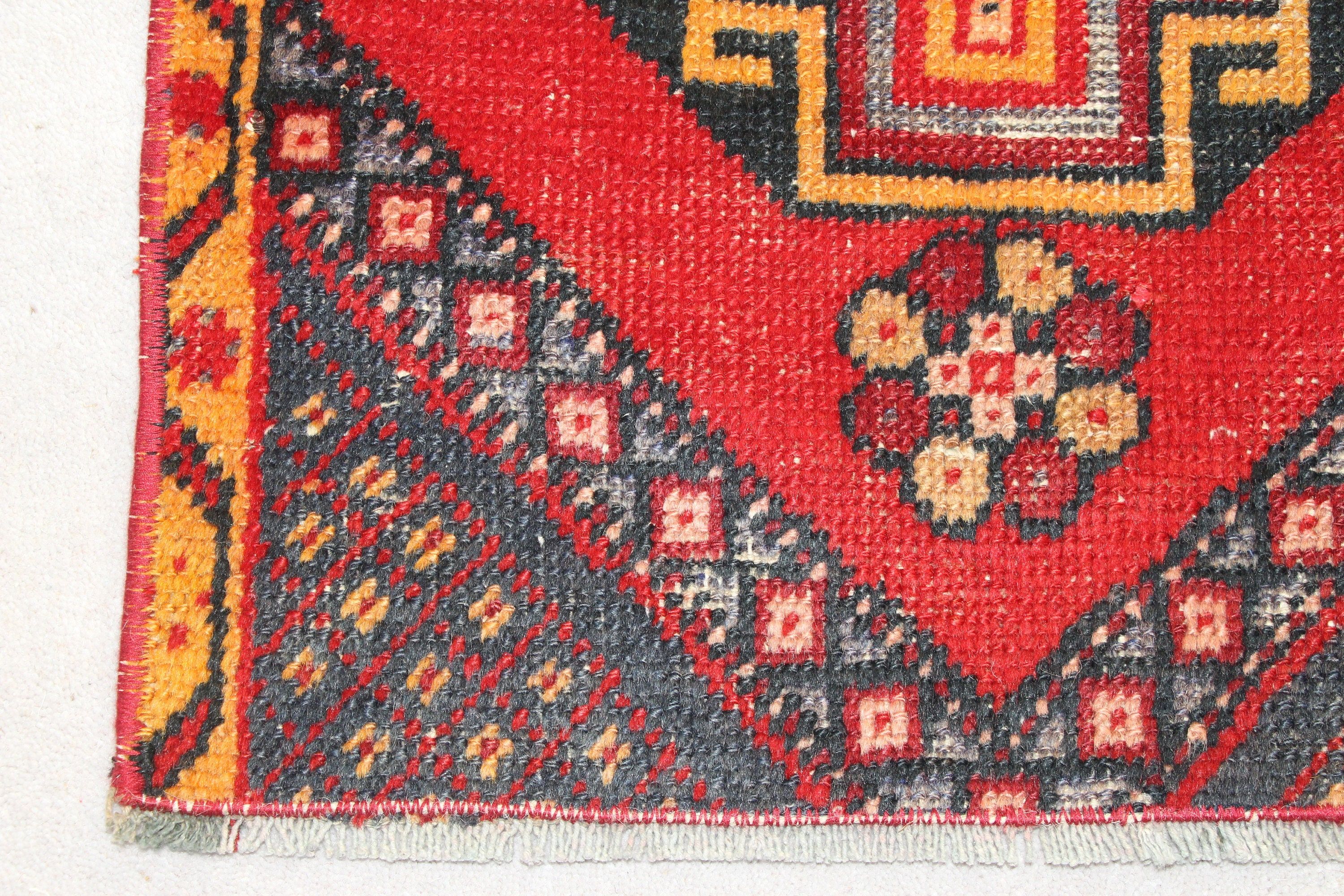 Turkish Rugs, Oriental Rugs, Red Floor Rug, 1.6x2.6 ft Small Rugs, Wall Hanging Rugs, Bedroom Rug, Office Rugs, Bath Rug, Vintage Rugs