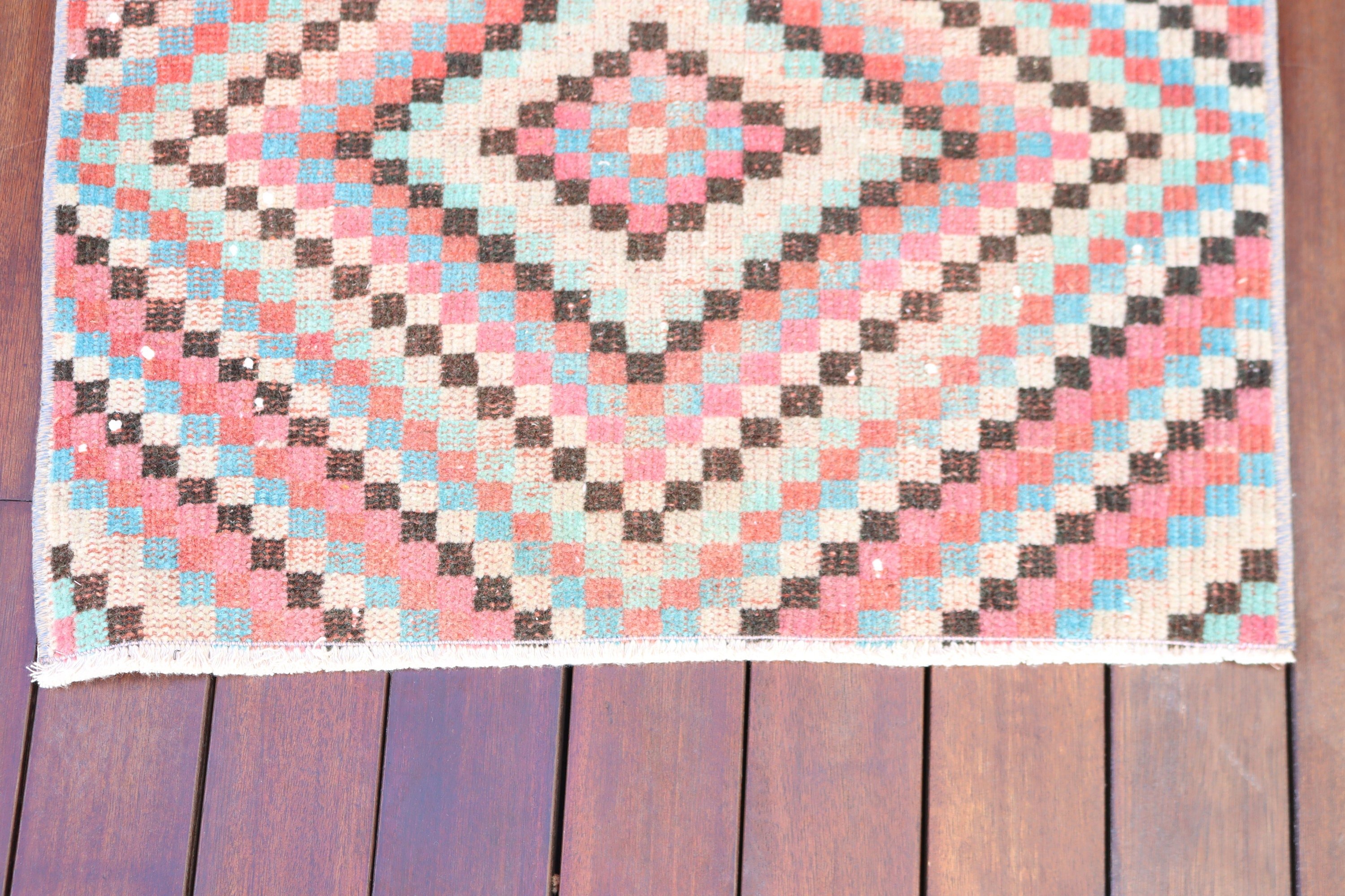 2.2x1.8 ft Small Rug, Vintage Rugs, Decorative Rugs, Small Boho Rug, Pink Home Decor Rugs, Turkish Rugs, Entry Rug, Cool Rug, Anatolian Rug