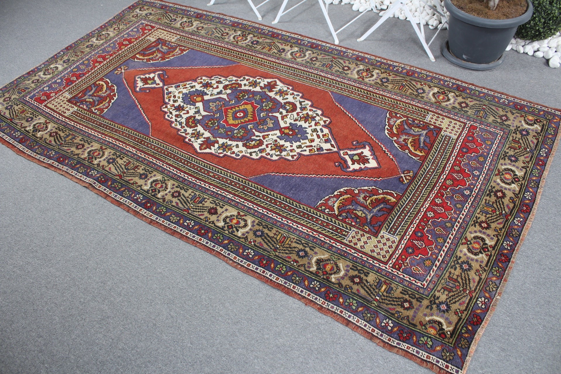 Vintage Halılar, Yemek Odası Halısı, Yün Halılar, Salon Halısı, Oushak Halısı, Yatak Odası Halıları, Kırmızı 4.8x8.4 ft Büyük Halı, Türk Halısı