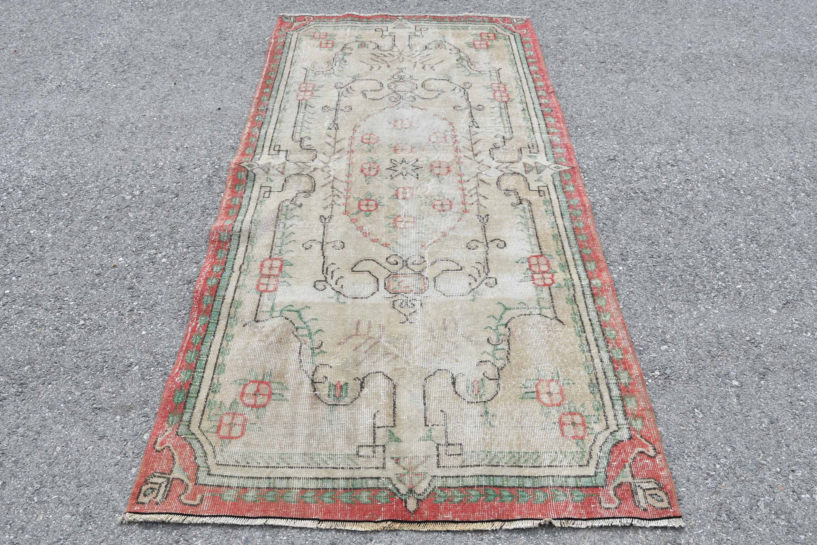 Oriental Rug, Rugs for Bedroom, Nursery Rugs, Vintage Rug, 3.7x7.3 ft Area Rug, Oushak Rug, Turkish Rug, Floor Rugs, Red Bedroom Rug