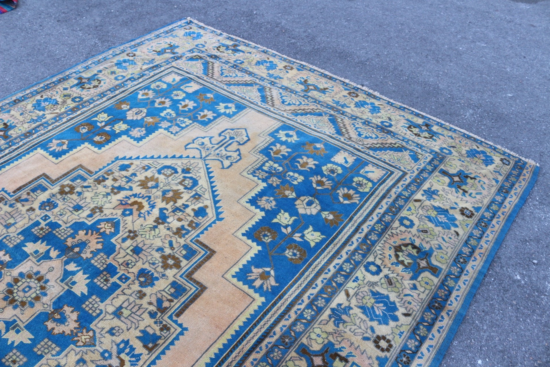 Blue Floor Rug, 7.6x11.7 ft Oversize Rug, Turkish Rug, Living Room Rug, Custom Rug, Anatolian Rugs, Salon Rug, Vintage Rug