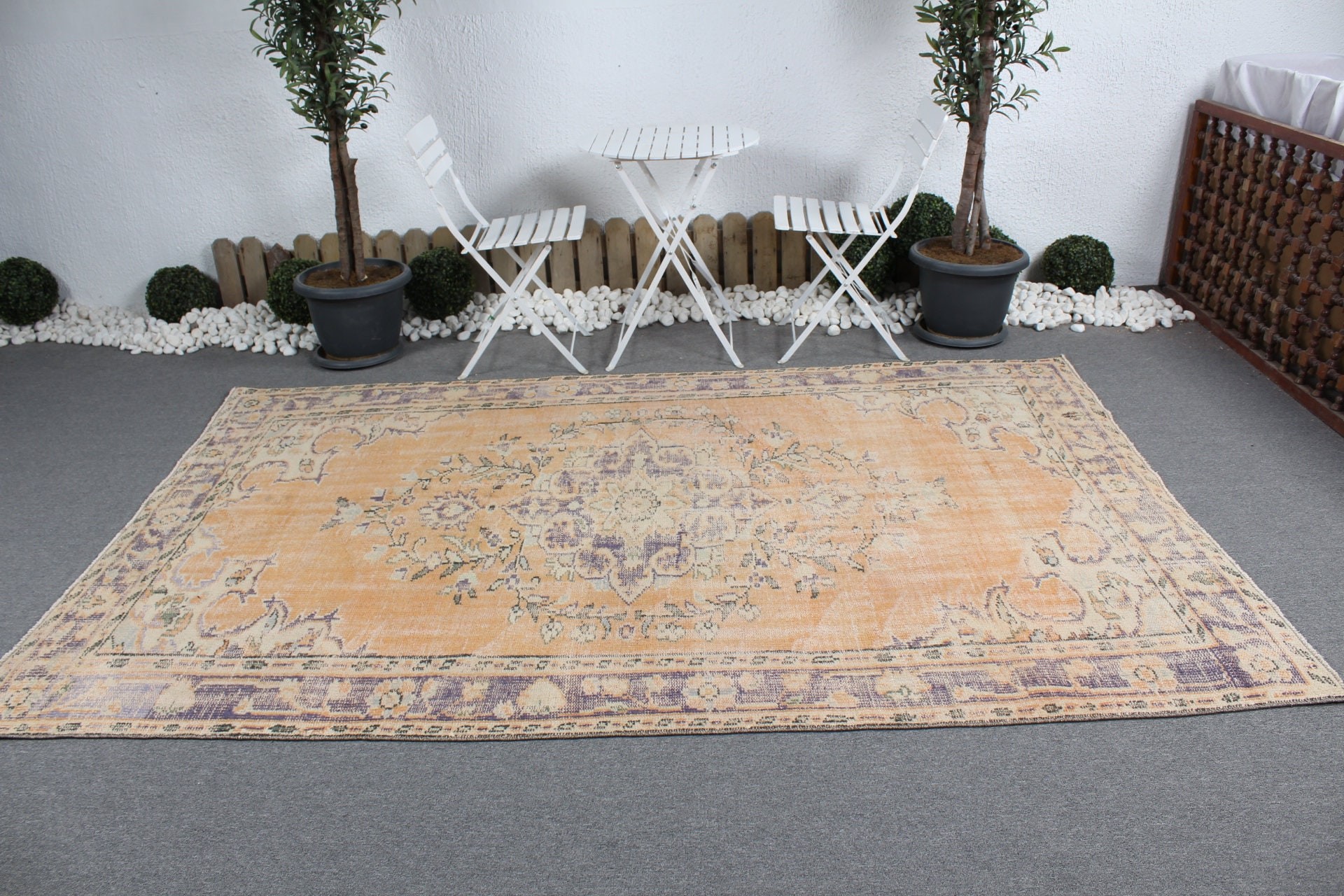 5.8x9.1 ft Large Rug, Turkish Rug, Bedroom Rugs, Pale Rug, Oriental Rug, Orange Moroccan Rug, Rugs for Dining Room, Salon Rugs, Vintage Rug