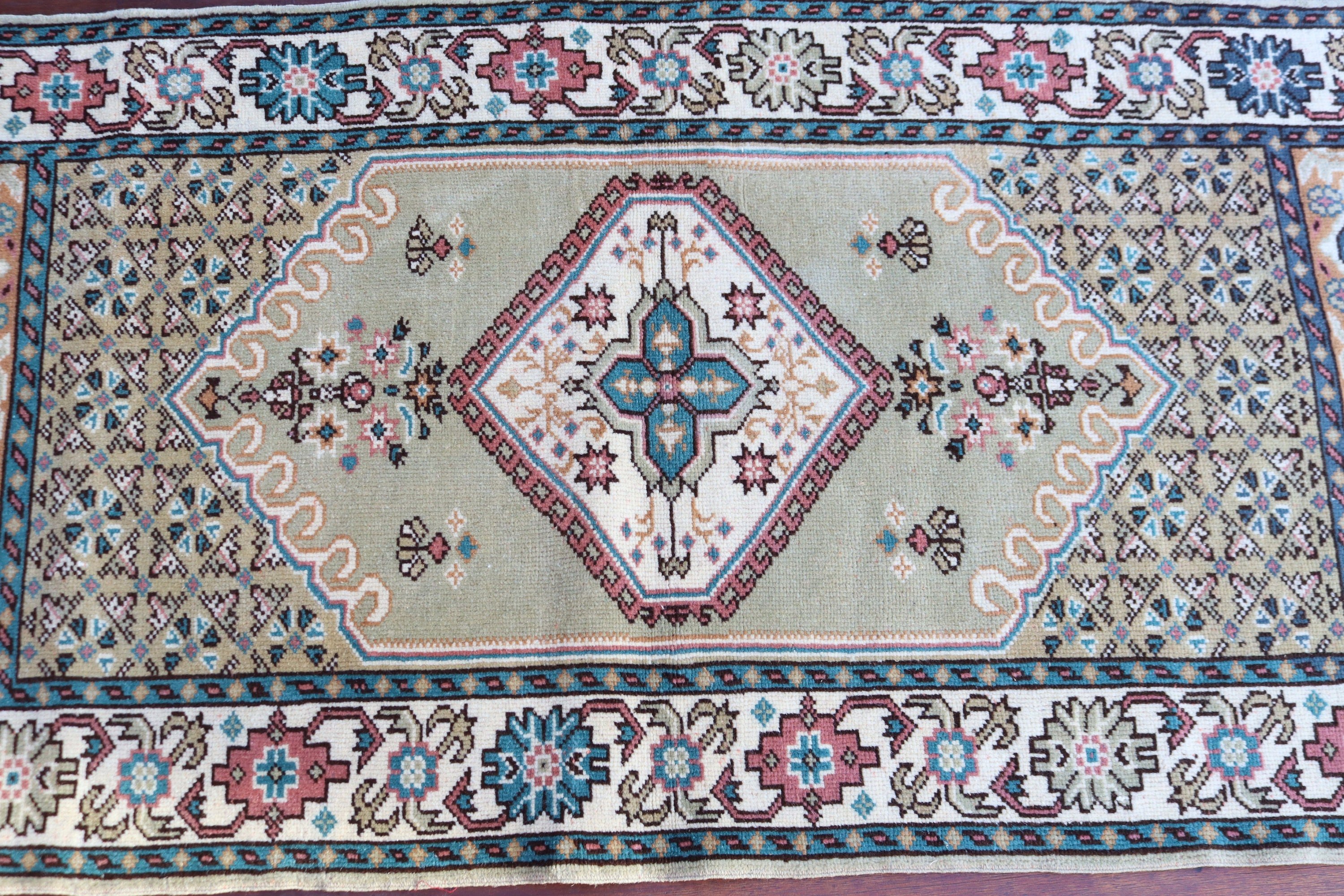 Küçük Boho Halılar, Vintage Halı, Bildiri Halısı, Yeşil Yatak Odası Halıları, El Dokuma Halı, 2.4x5.2 ft Küçük Halılar, Araba Paspas Halısı, Türk Halıları