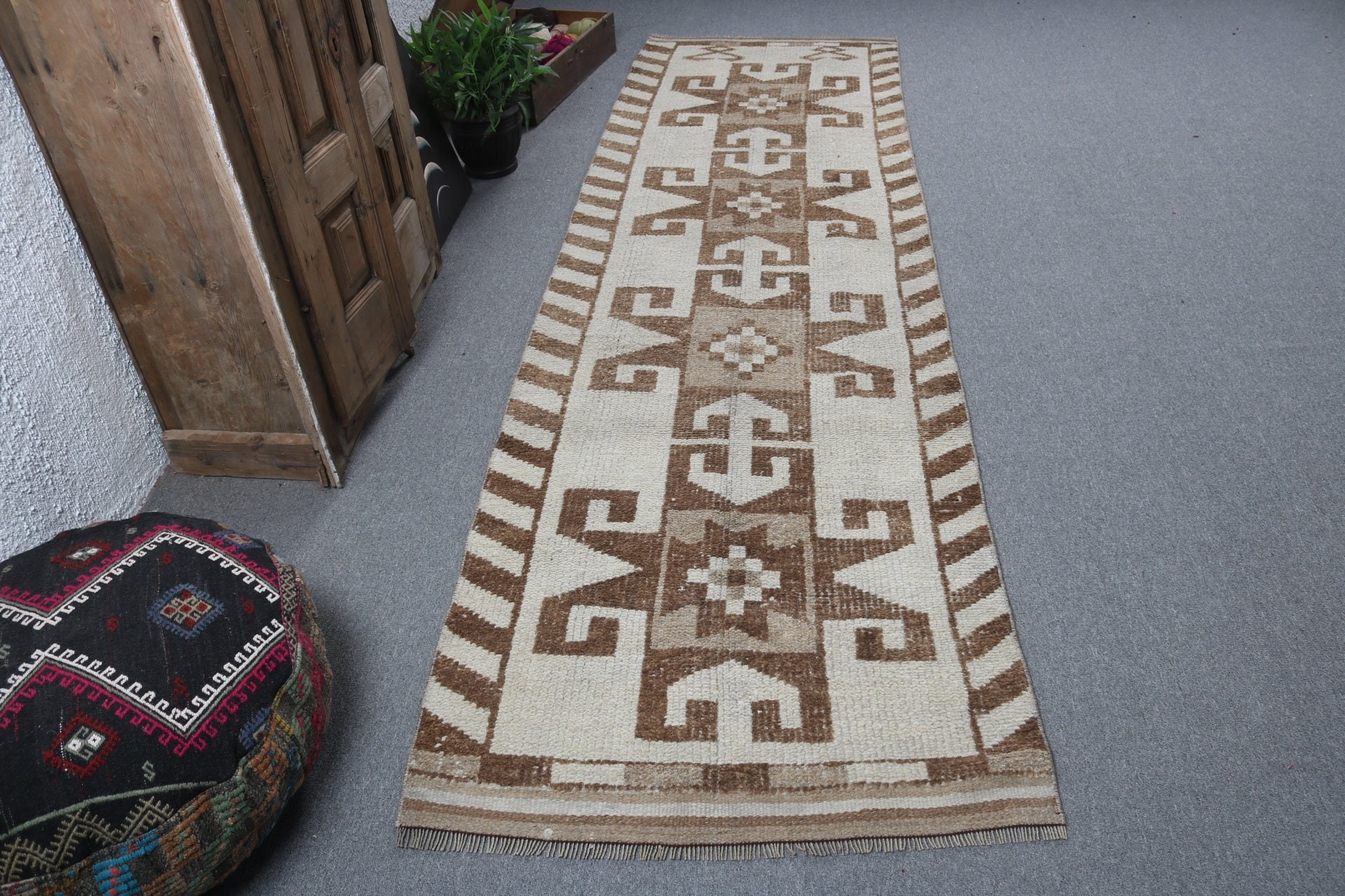 Stair Rug, Beige Flatweave Rugs, 3.1x10.7 ft Runner Rugs, Wool Rug, Turkish Rugs, Vintage Rugs, Beni Ourain Runner Rug, Floor Rugs