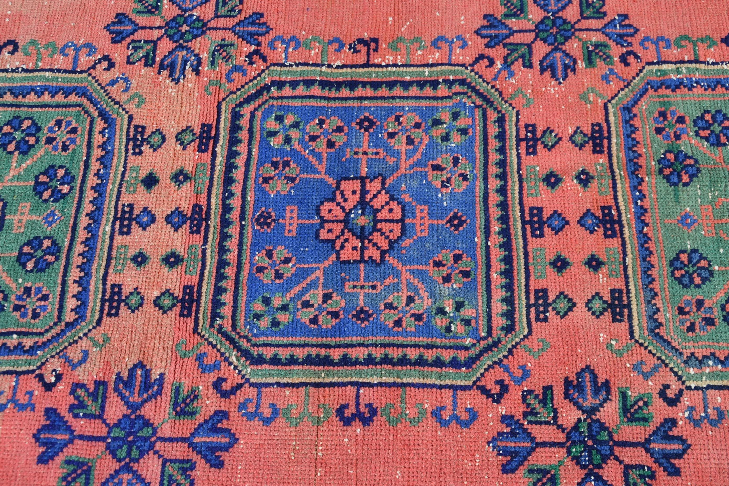 Corridor Rugs, Antique Rug, Red Oushak Rug, Home Decor Rug, Vintage Rug, Retro Rug, Stair Rugs, Turkish Rug, 4.1x10.5 ft Runner Rug