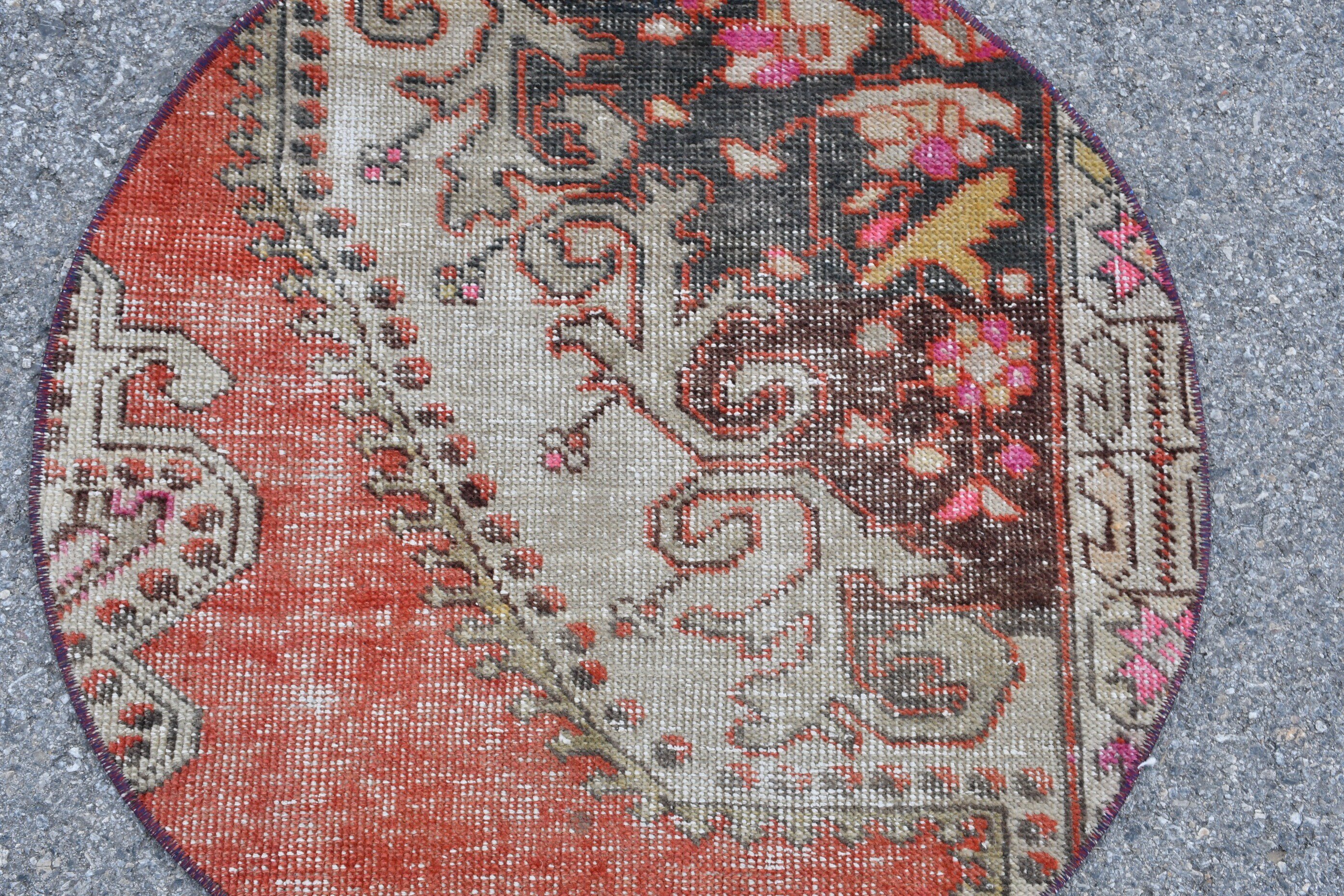 Kitchen Rug, Turkish Rugs, Nursery Rug, 2.3x2.3 ft Small Rug, Vintage Rugs, Red Anatolian Rug, Moroccan Rug, Decorative Rug, Antique Rugs
