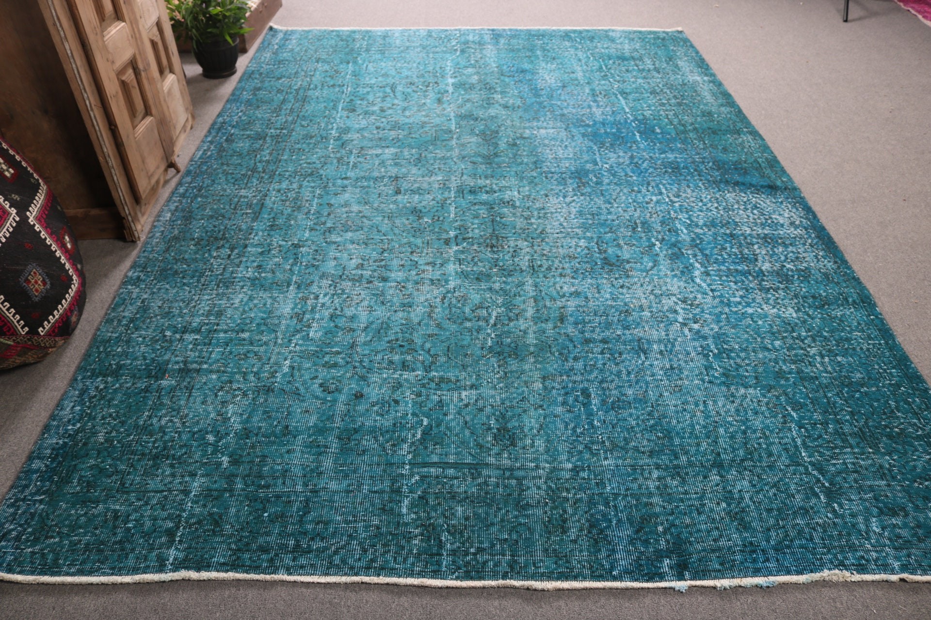 Luxury Rugs, 7x10.1 ft Oversize Rugs, Saloon Rug, Green Modern Rug, Rugs for Saloon, Geometric Rug, Vintage Rug, Turkish Rugs, Salon Rugs