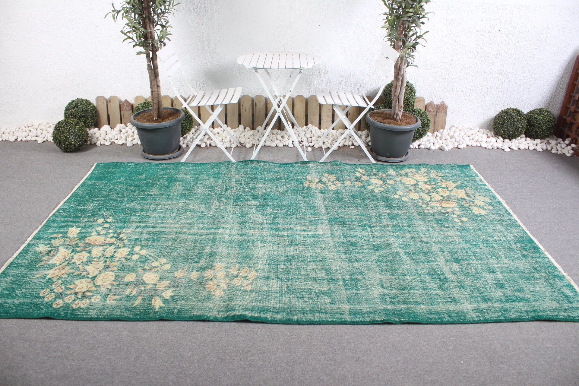 Vintage Rugs, Green Bedroom Rug, Wool Rug, Turkish Rugs, Dining Room Rug, Salon Rug, 5.5x9.1 ft Large Rug, Vintage Decor Rug