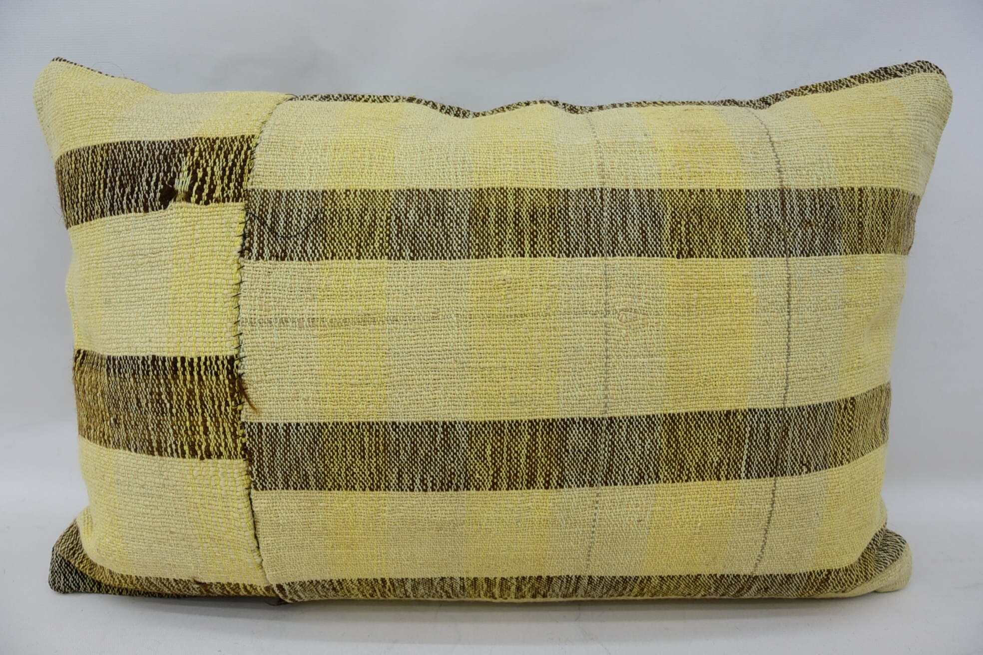 16"x24" Beige Pillow Sham, Decorative Bolster Cushion Cover, Handmade Kilim Cushion, Pillow for Couch, Throw Kilim Pillow