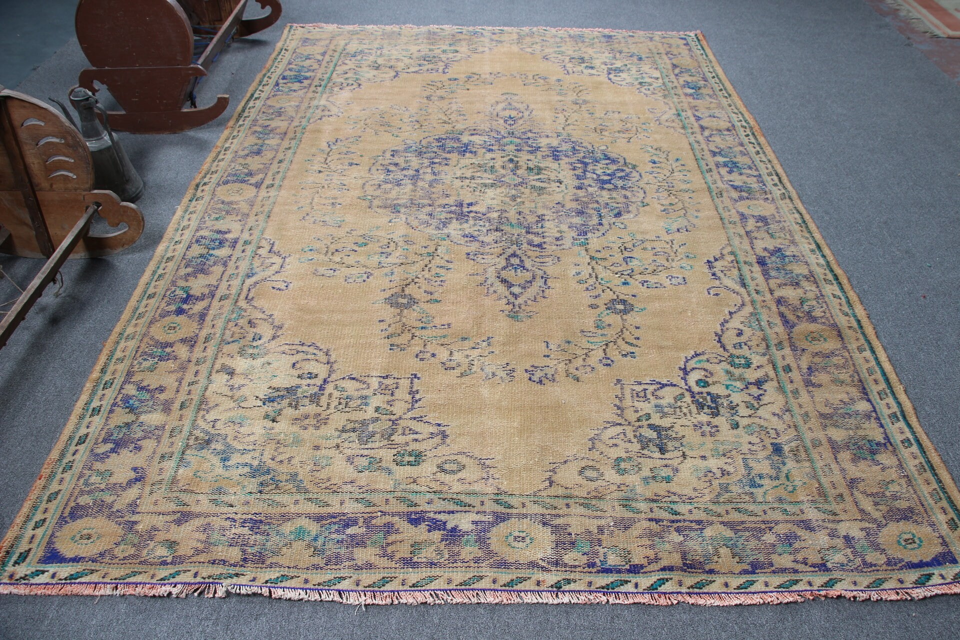 Moroccan Rugs, Salon Rug, Bright Rug, 6.4x9.4 ft Large Rugs, Brown Antique Rugs, Vintage Rug, Turkish Rug, Home Decor Rugs, Dining Room Rug