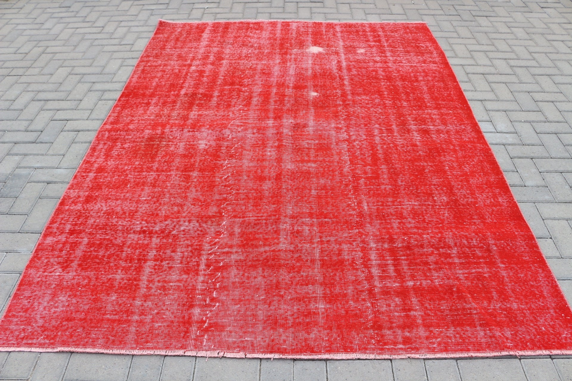 Red  6.4x8.5 ft Large Rug, Dining Room Rug, Rugs for Salon, Bedroom Rugs, Oushak Rug, Salon Rugs, Vintage Rug, Turkish Rug